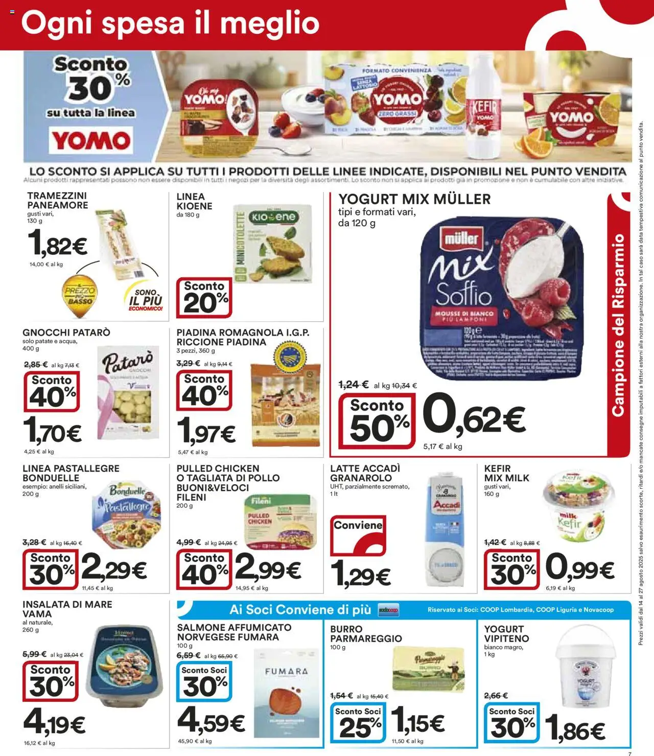 Volantino Ipercoop del 14.08.2025 | Pagina: 7 | Prodotti: Yogurt, Latte, Burro, Piadina