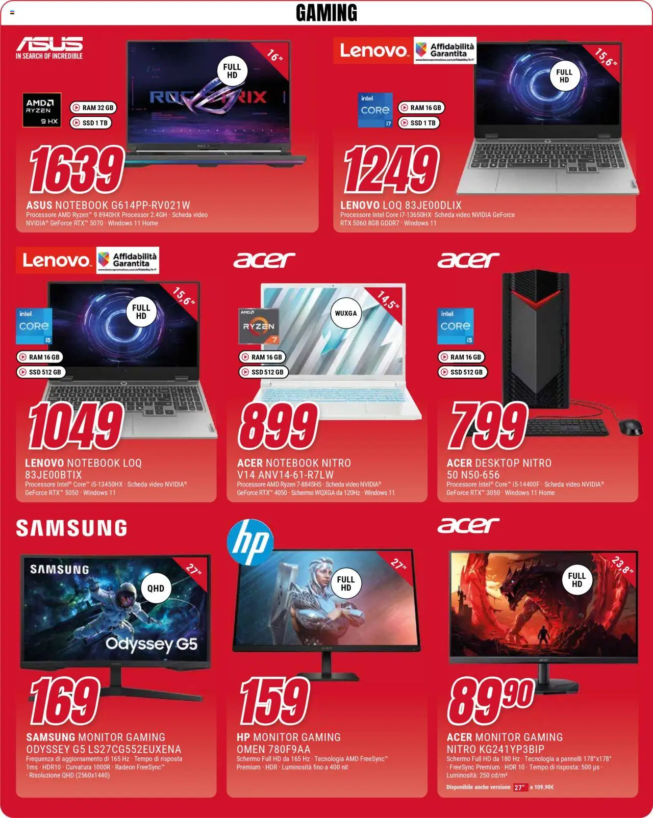 Volantino Trony del 17.10.2025 | Pagina: 9 | Prodotti: Monitor, Notebook, Video, Samsung