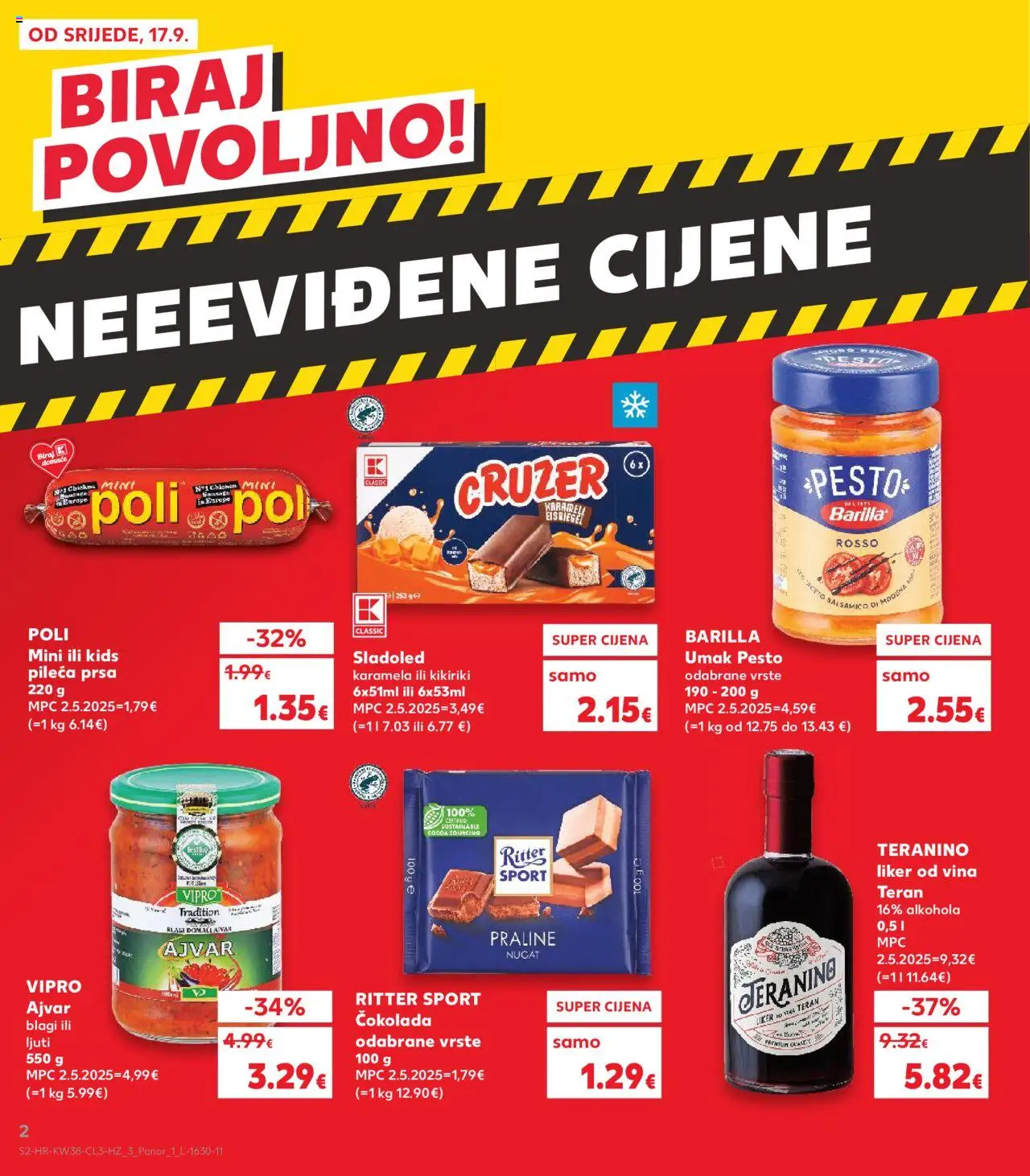 Kaufland katalog | vrijedi od 17.09.2025 | Stranica: 2 | Proizvodi: Ajvar, Sladoled, Umak, Pileća prsa
