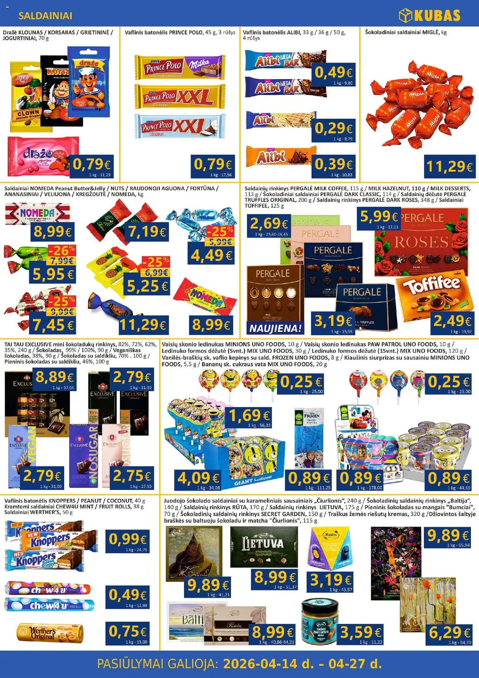 Kubas akcijos nuo 14.04.2026 | Puslapis: 8 | Prekių: Šokoladas, Saldainiai, Braškės, Vata