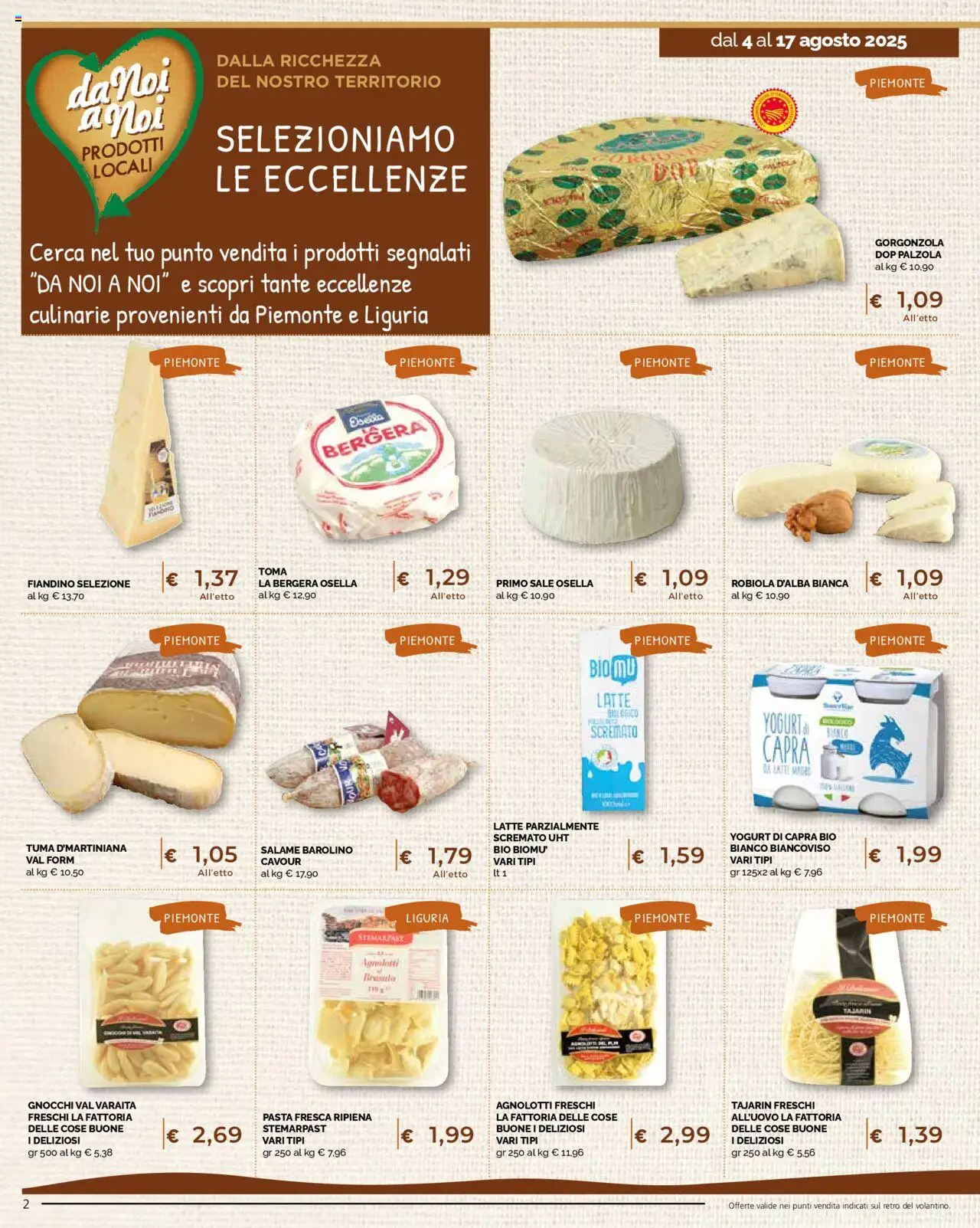 Volantino Mercatò del 04.08.2025 | Pagina: 2 | Prodotti: Yogurt, Sale, Gnocchi, Robiola