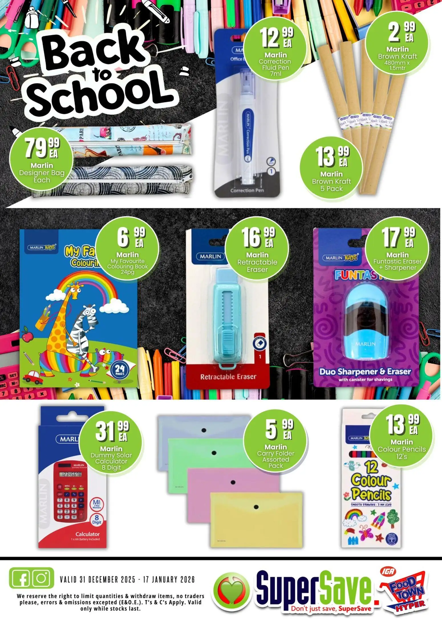 New Super Save catalogue – valid from 14.01.2026 | Page: 6 | Products: Bag, Calculator, Battery, Pen