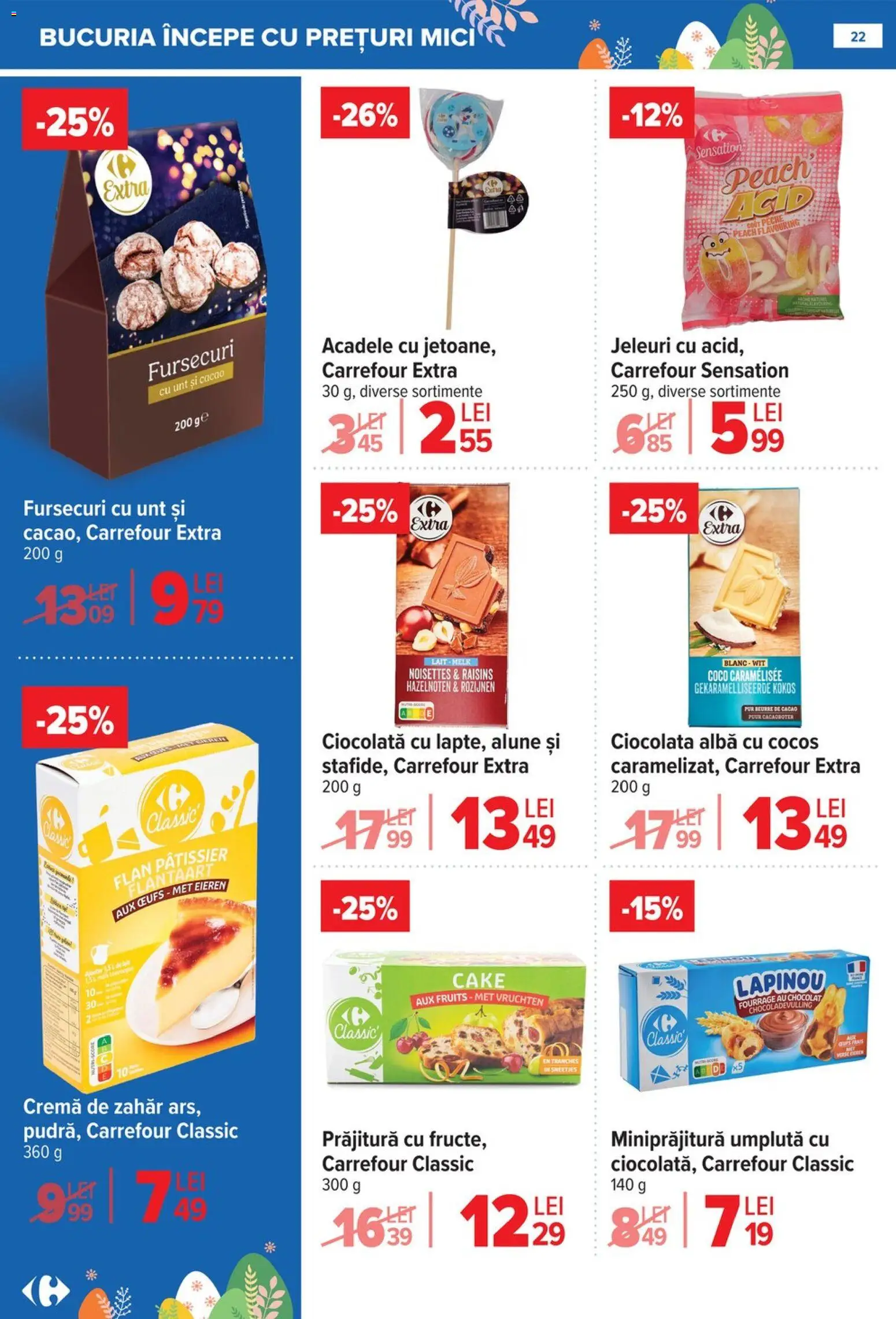 Noul catalog Carrefour – valabil de la 25.03.2026 | Pagină: 22 | Produse: Cremă, Cacao, Jeleuri, Acadele