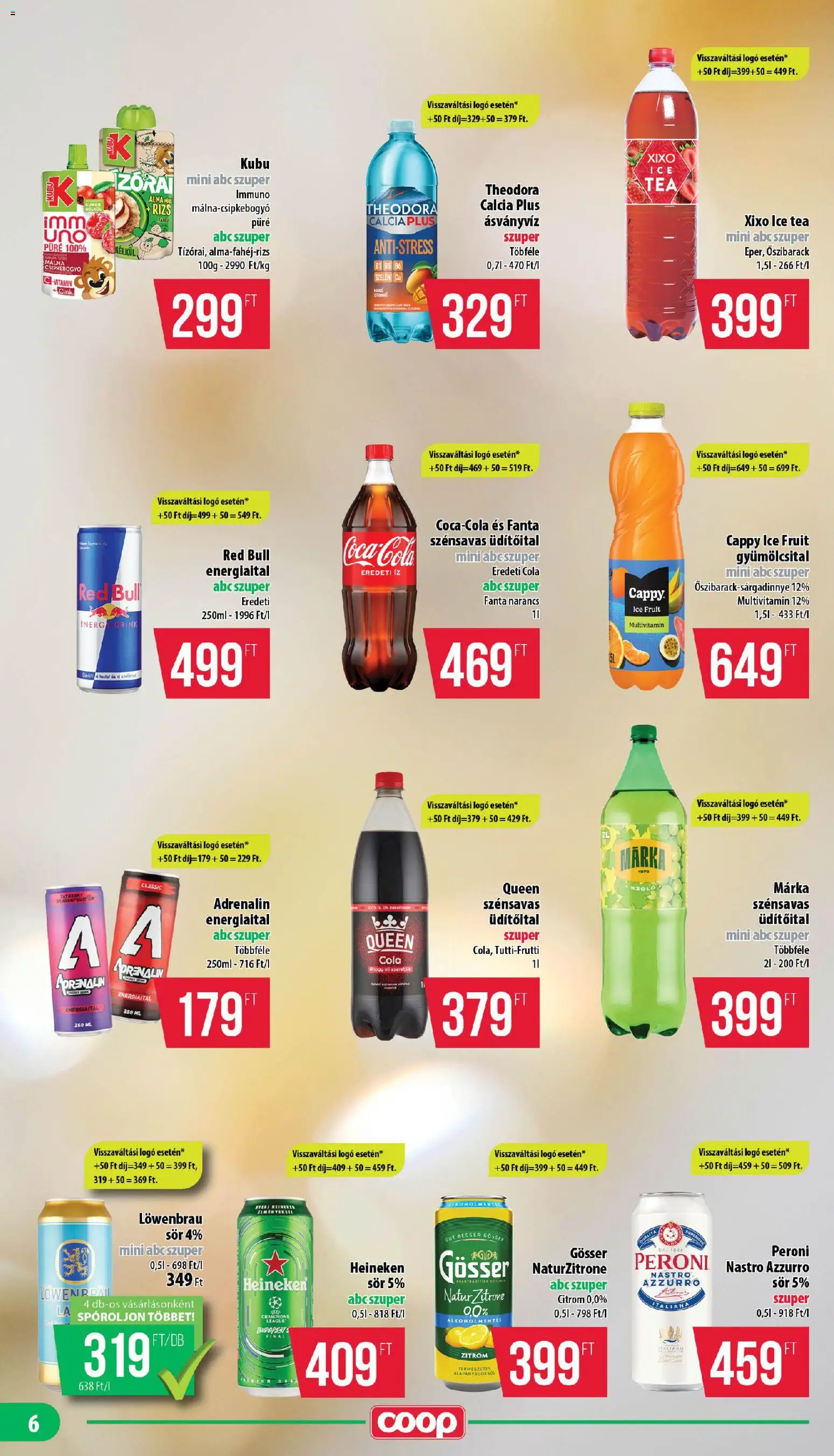 COOP akciós ujság - amely érvényes a következő dátumtól: 23.04.2026 | Oldal: 6 | Termékek: Málna, Fanta, Red bull, Multivitamin