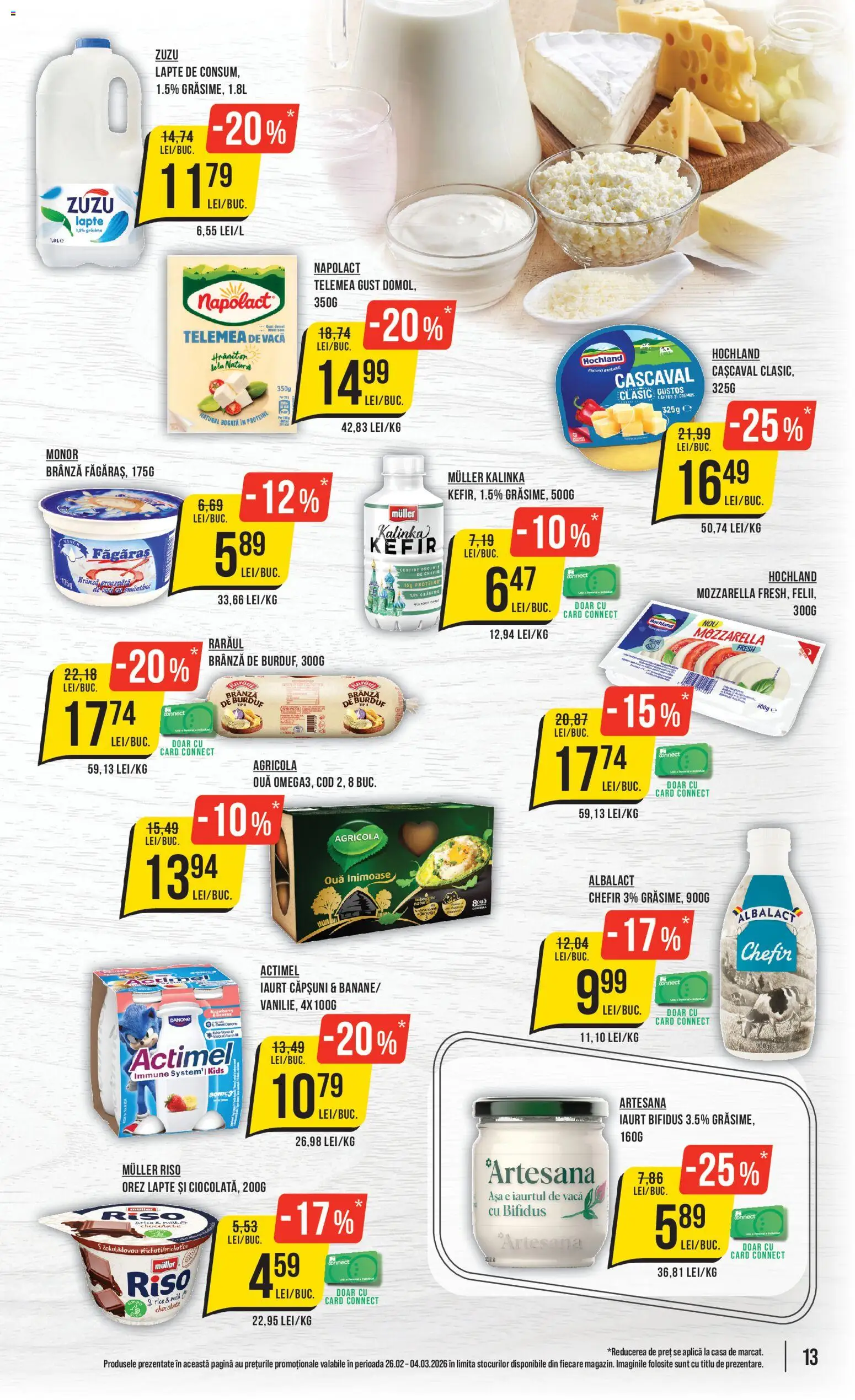 Noul catalog Mega Image – valabil de la 26.02.2026 | Pagină: 13 | Produse: Mozzarella, Iaurt, Kefir, Căpșuni