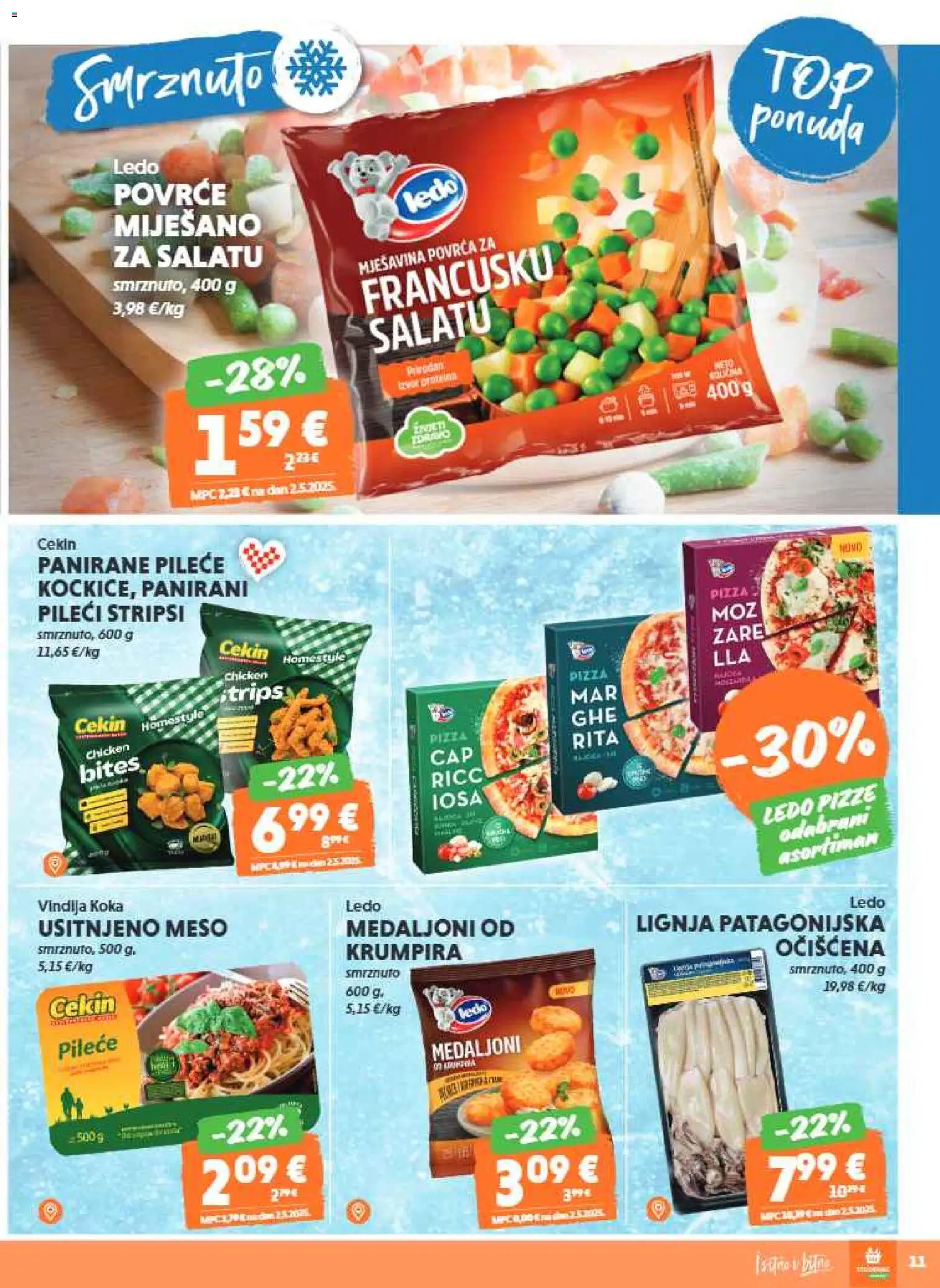 Studenac katalog | vrijedi od 04.02.2026 | Stranica: 11 | Proizvodi: Meso, Pizza, Ledo, Povrće