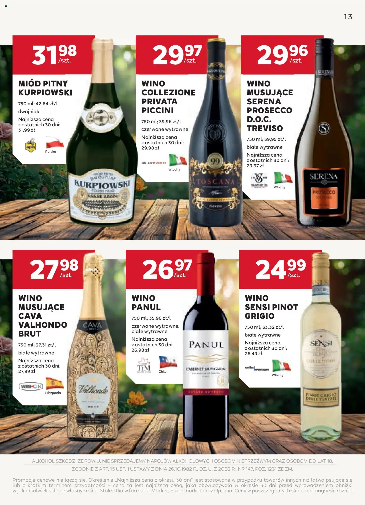 Stokrotka gazetka - Oferta alkoholowa od 16.04.2026 | Strona: 13 | Produkty: Miód, Wino, Alkohol, Prosecco