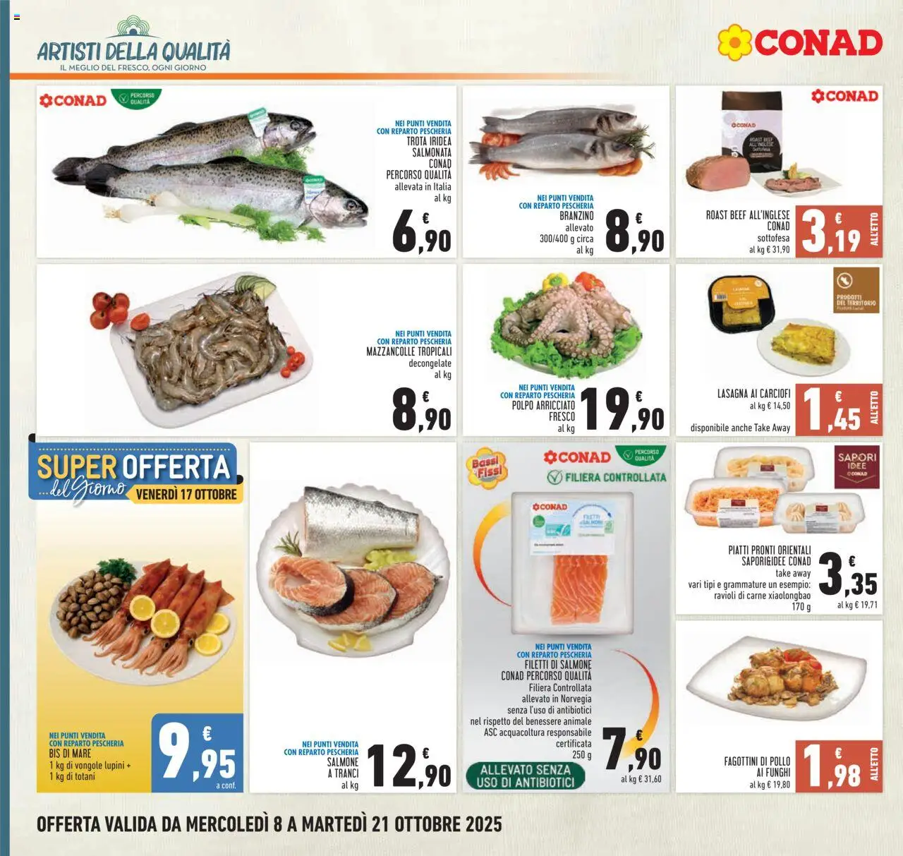 Volantino Conad del 08.10.2025 | Pagina: 8 | Prodotti: Lupini, Salmone, Vongole, Ravioli