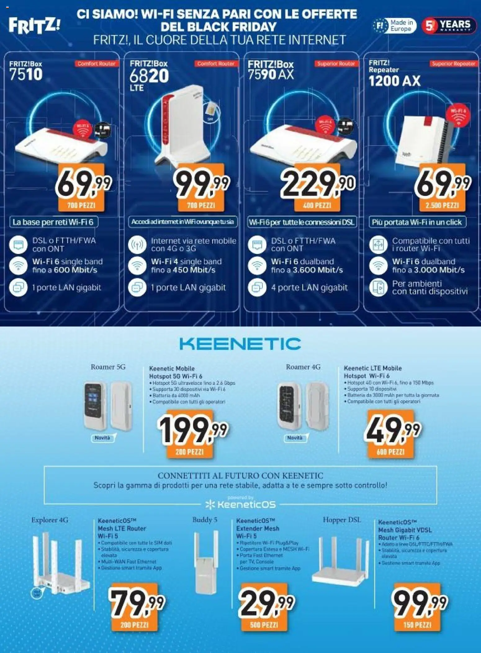 Volantino Unieuro del 26.11.2025 | Pagina: 43 | Prodotti: Router, Mobile, Tè, Batteria