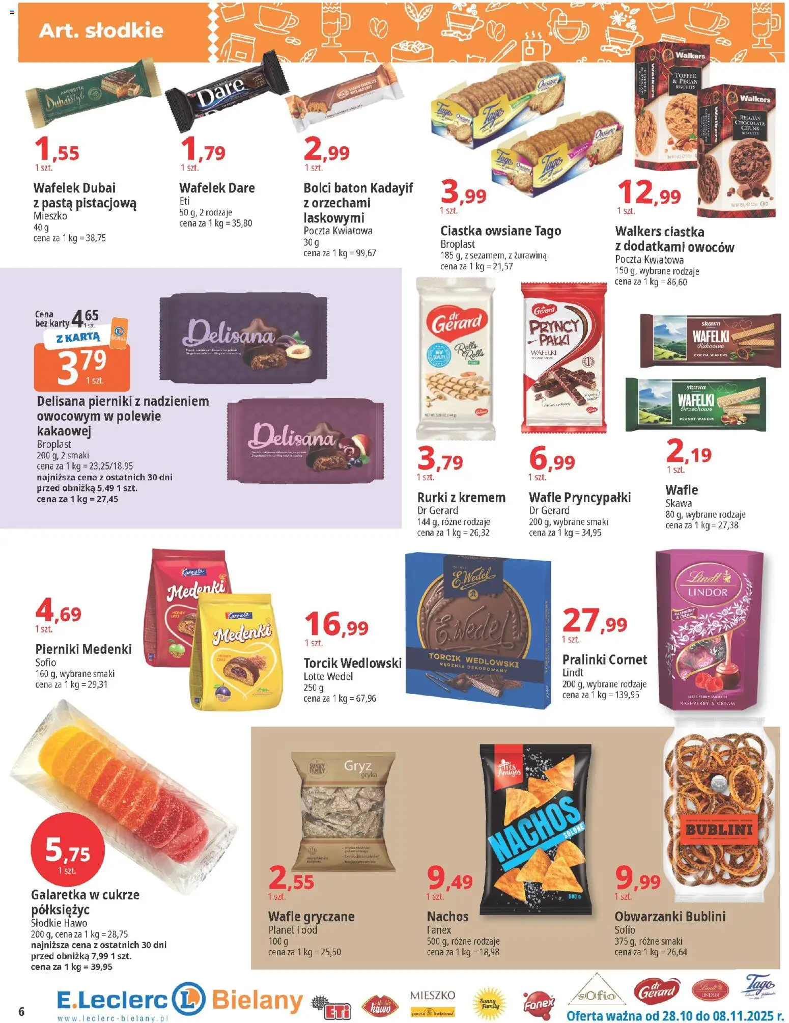 E.Leclerc Gazetka - Warszawa Bielany od 28.10.2025 | Strona: 6 | Produkty: Karta, Wafle, Nachos, Baton