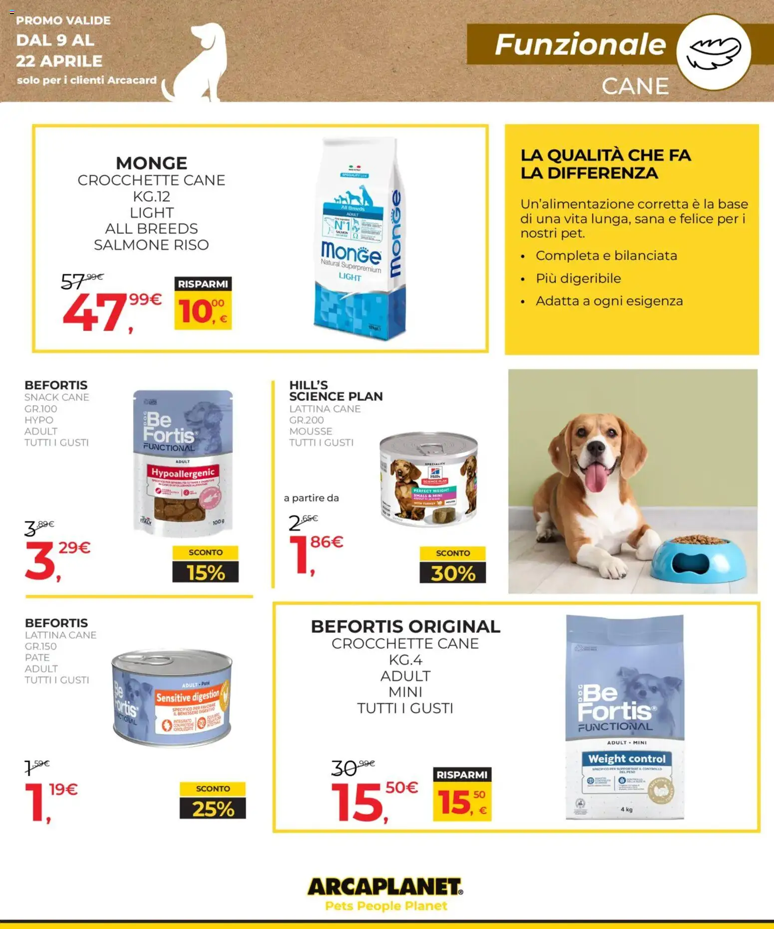 Volantino Arcaplanet del 09.04.2026 | Pagina: 19 | Prodotti: Paté, Salmone, Crocchette, Crocchette cane