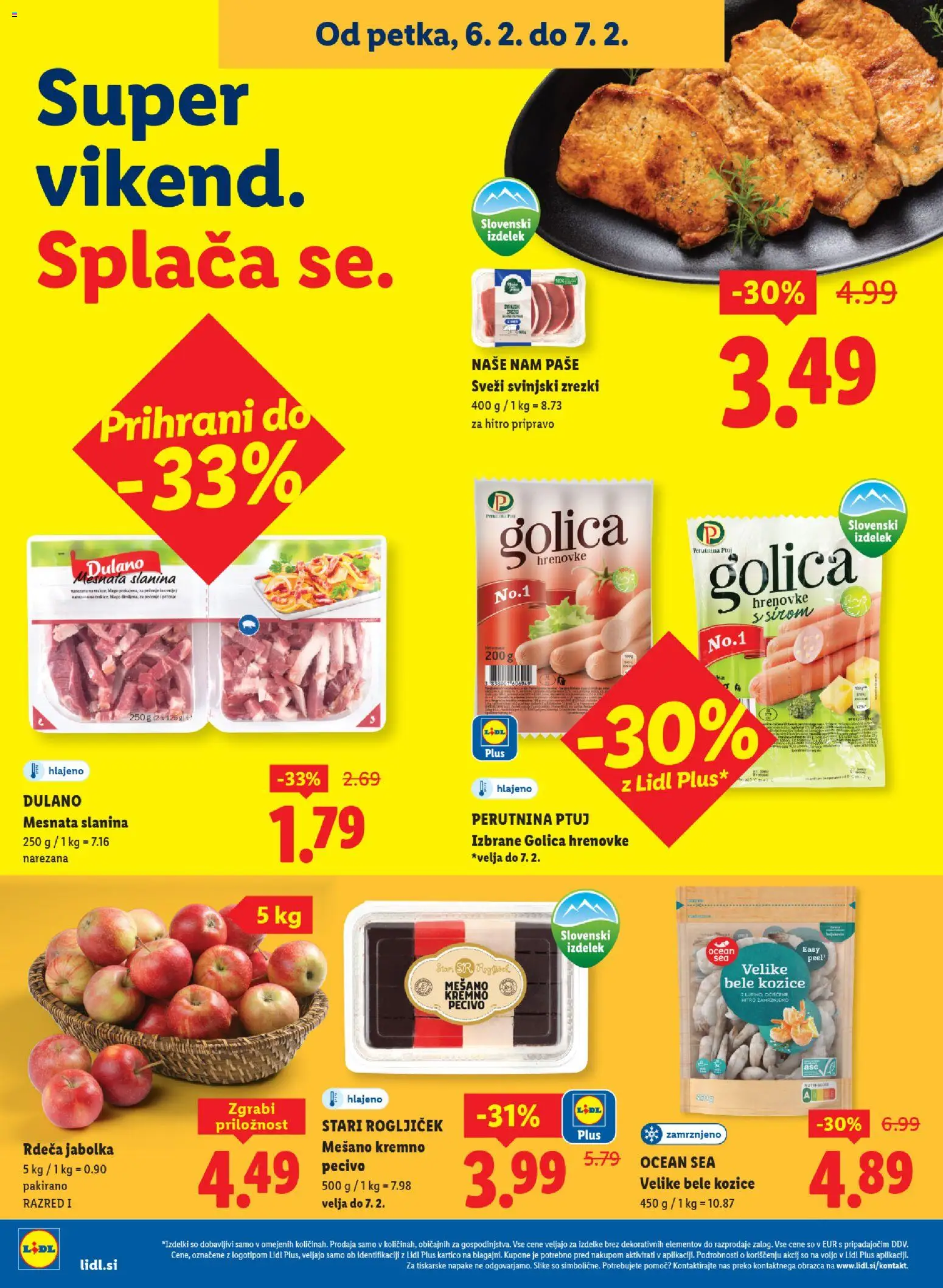 Novi Lidl katalog ponudbe – veljaven od 05.02.2026 | Stran: 28 | Izdelki: Hrenovke, Kozice, Slanina, Jabolka