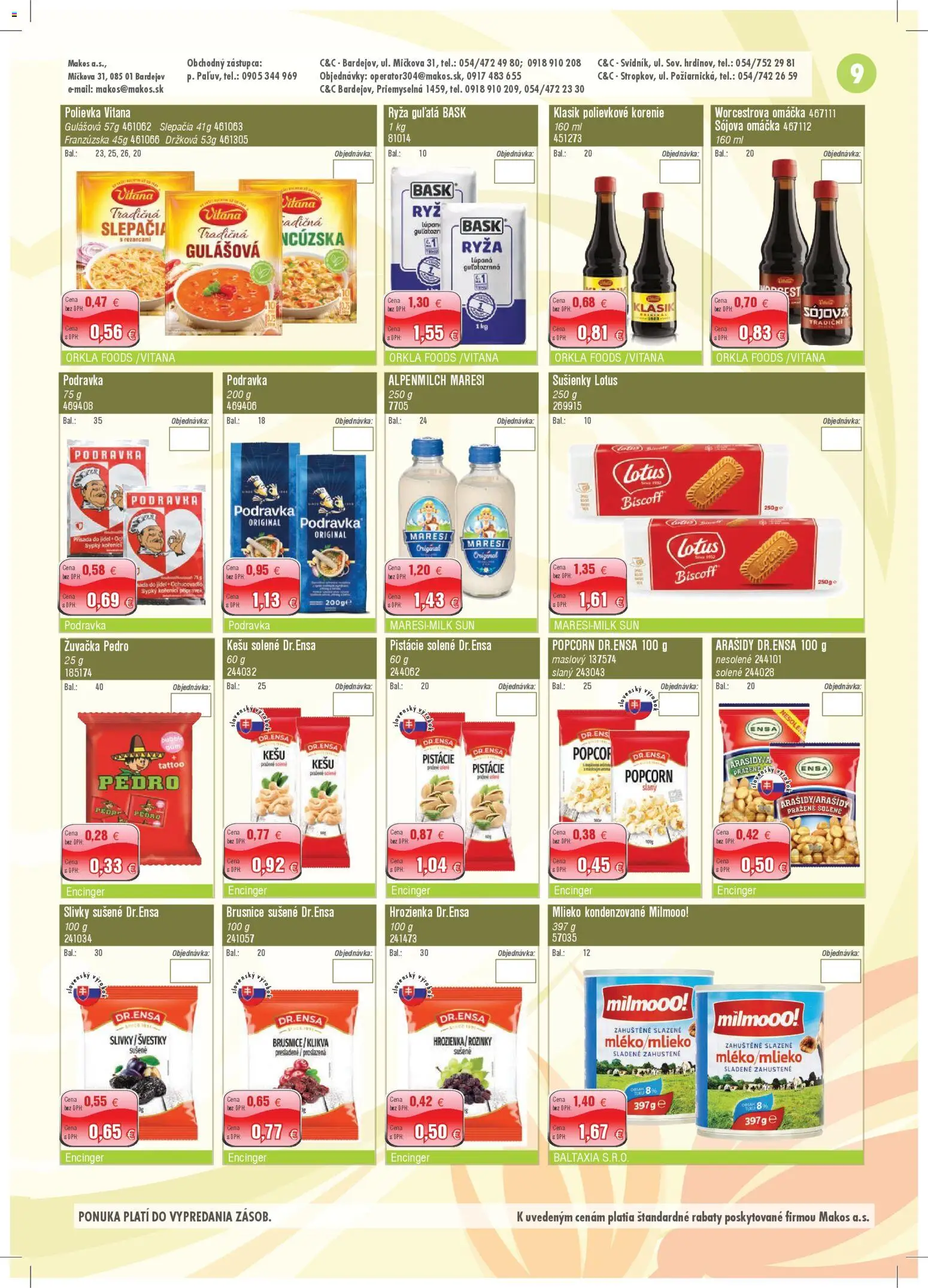 Nové Makos akcie – leták je platný od 03.11.2025 | Strana: 9 | Produkty: Robot, Mlieko, Hrozienka, Pistácie