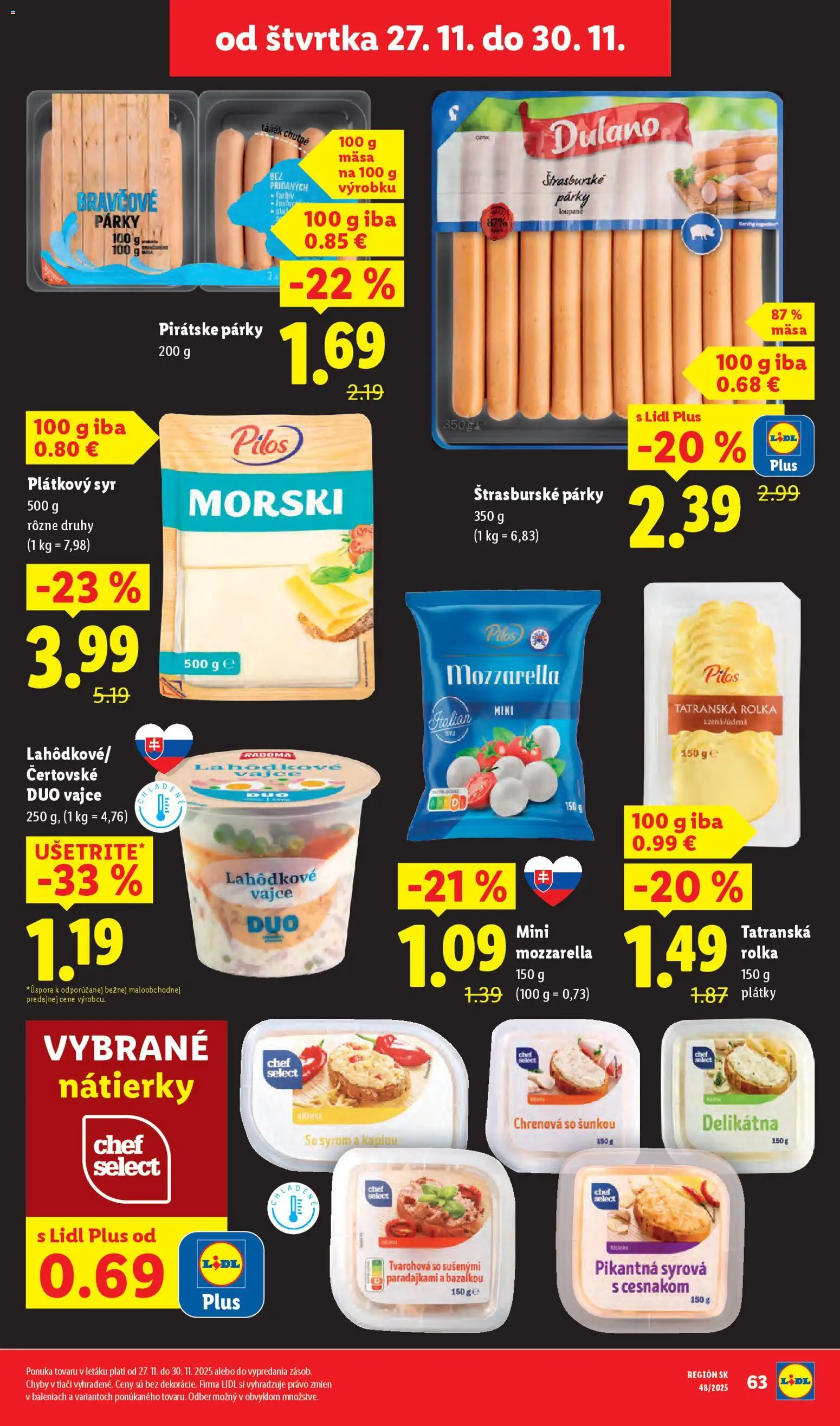 Nové Lidl akcie – leták je platný od 27.11.2025 | Strana: 17 | Produkty: Syr, Mozzarella, Párky