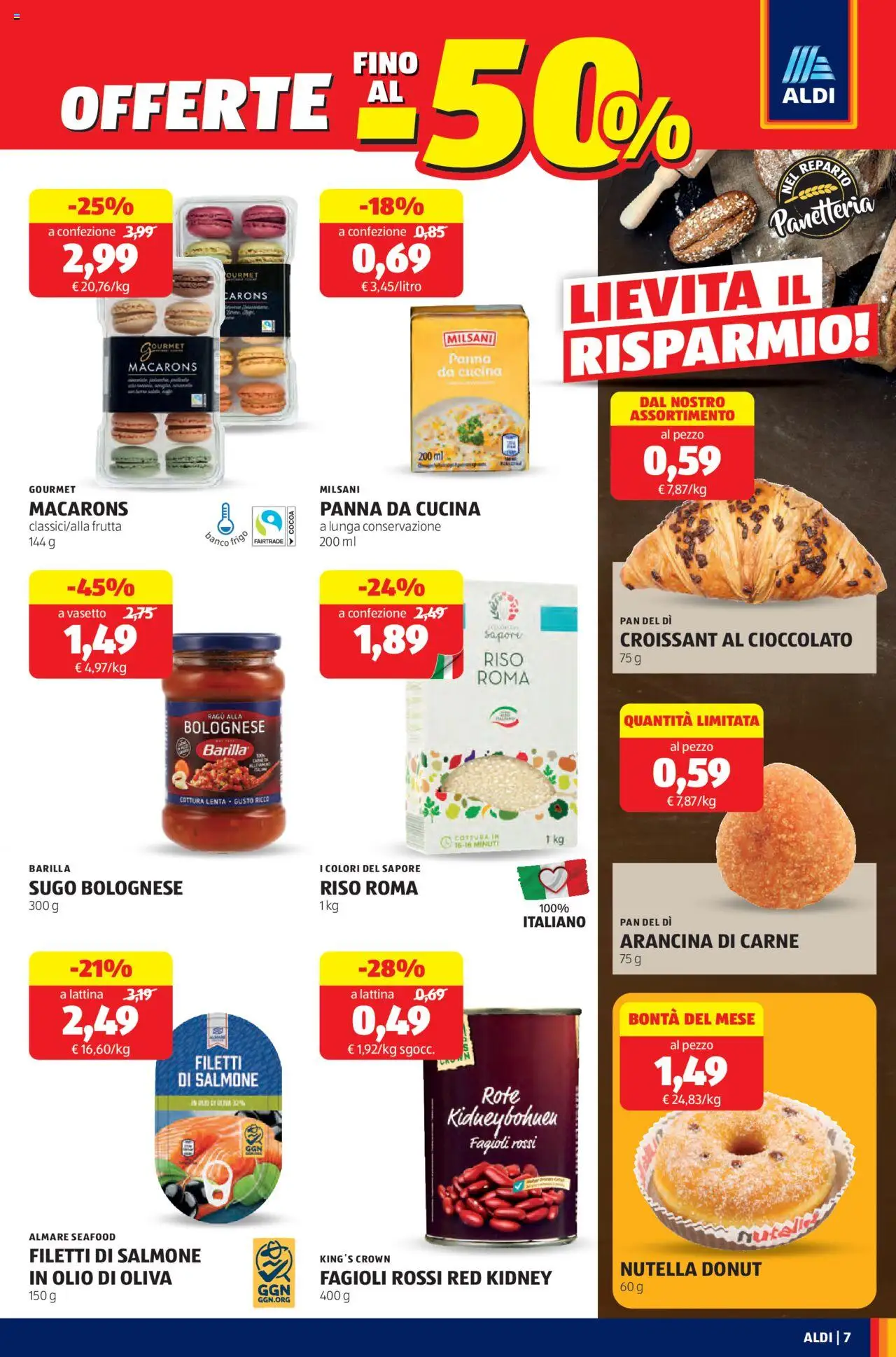 Volantino Aldi del 06.10.2025 | Pagina: 7 | Prodotti: Frutta, Olio, Ragú, Croissant