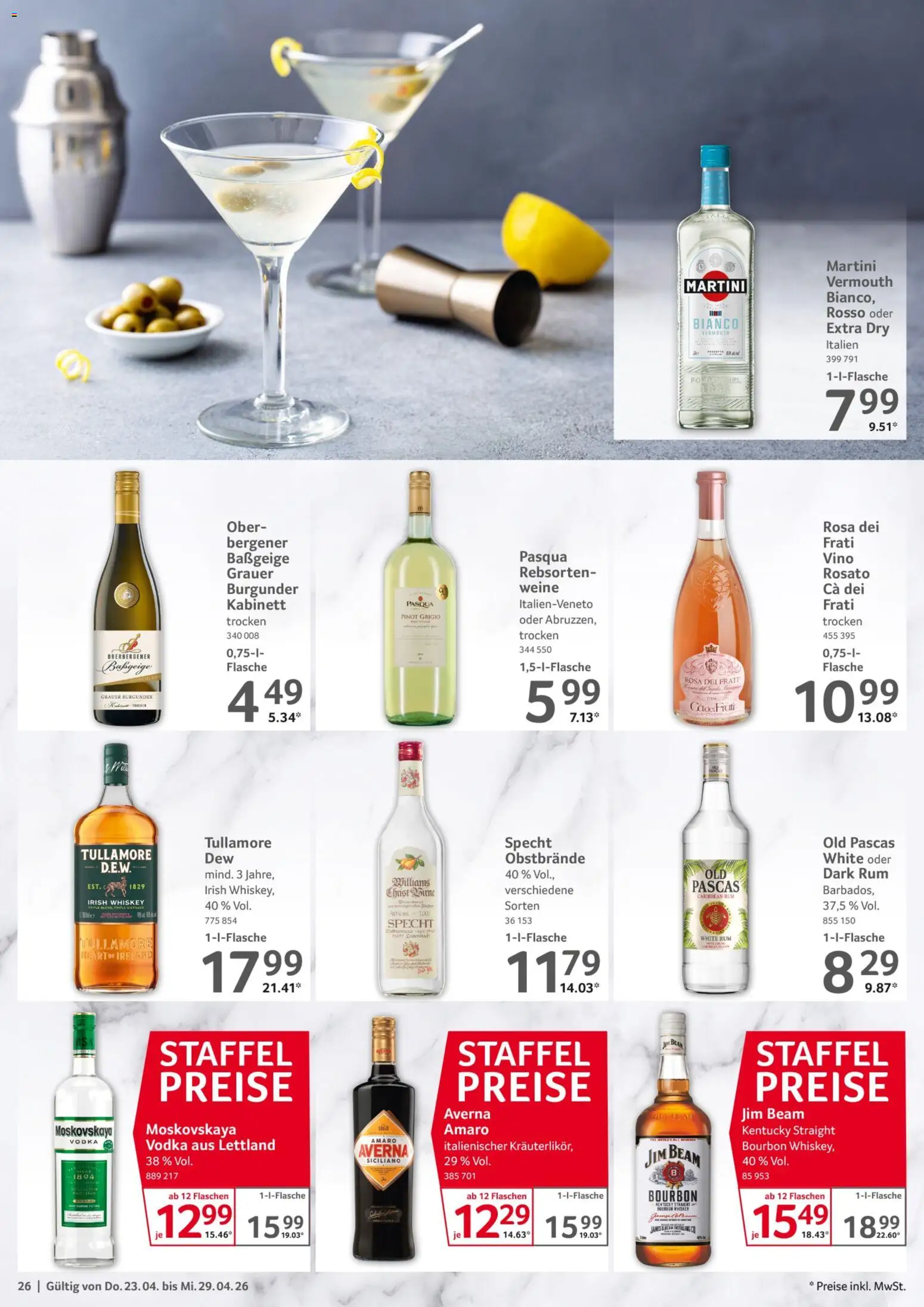 Selgros Prospekt 	 – gültig ab 23.04.2026 | Seite: 26 | Produkte: Martini, Rum, Vodka, Whiskey