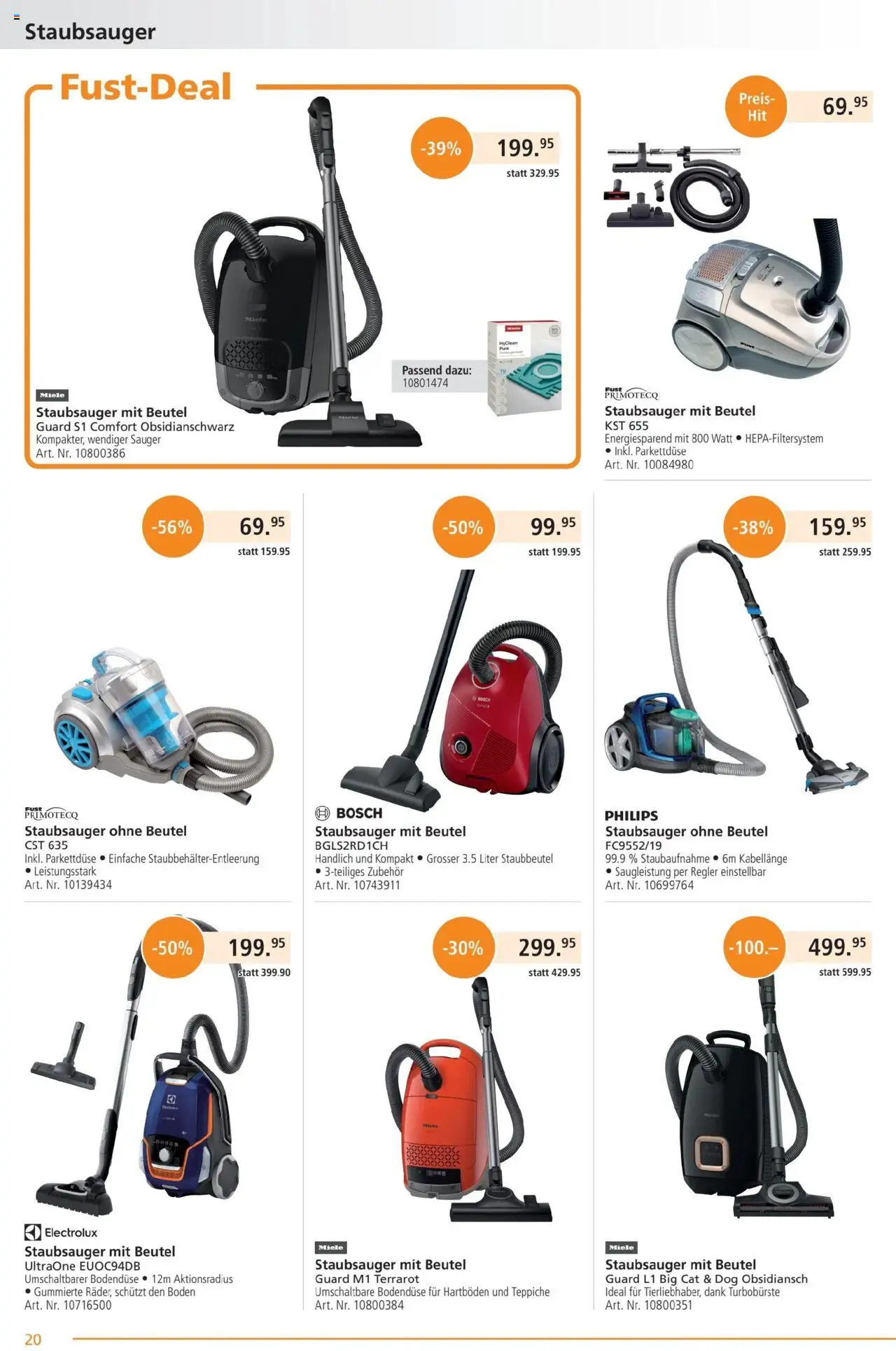 Fust Aktionen ab 23.06.2025 | Seite: 20 | Produkte: Staubsauger, Miele, Bosch, Philips