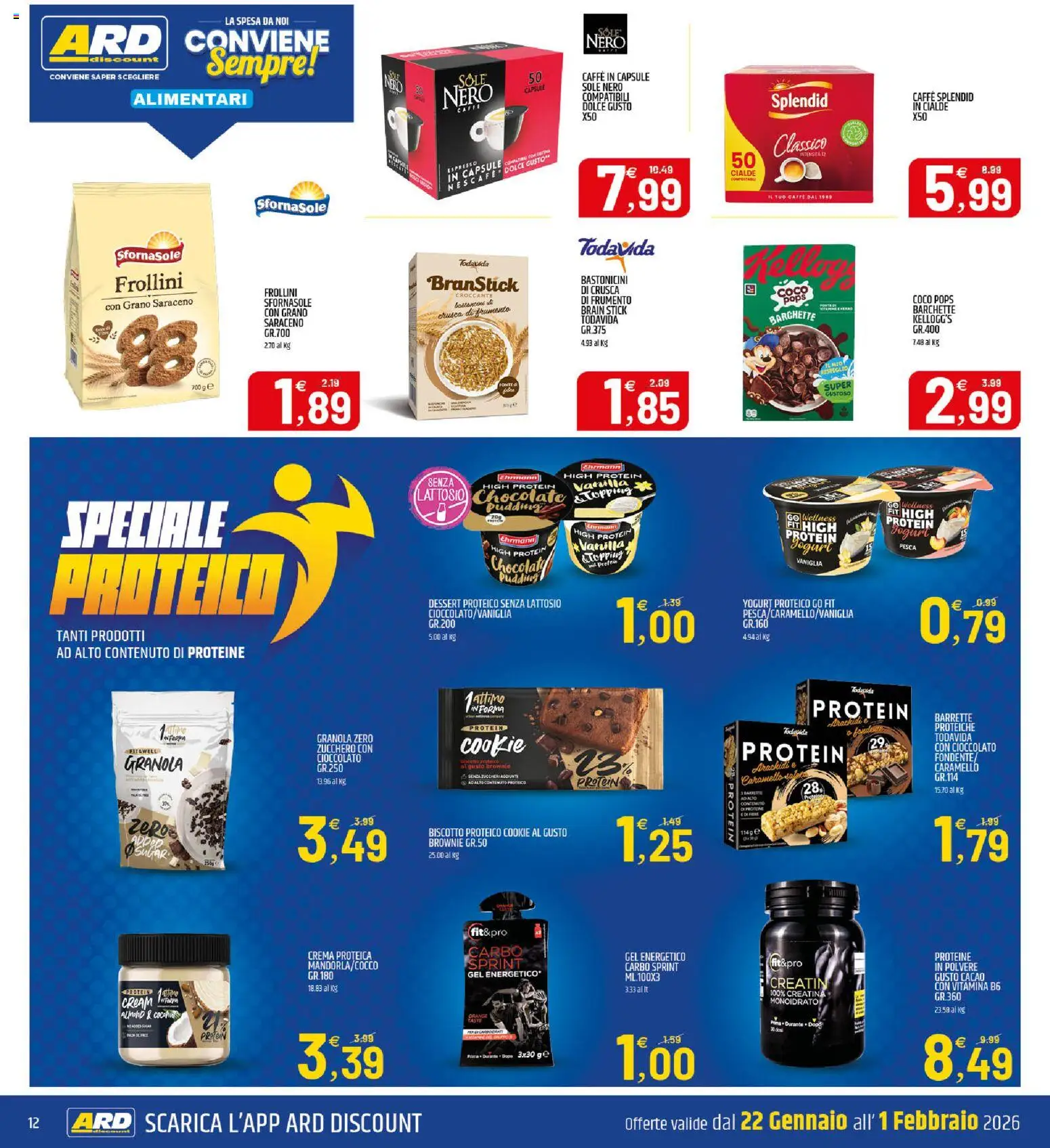 Volantino ARD Discount del 22.01.2026 | Pagina: 12 | Prodotti: Cioccolato, Pesca, Arachidi, Frollini