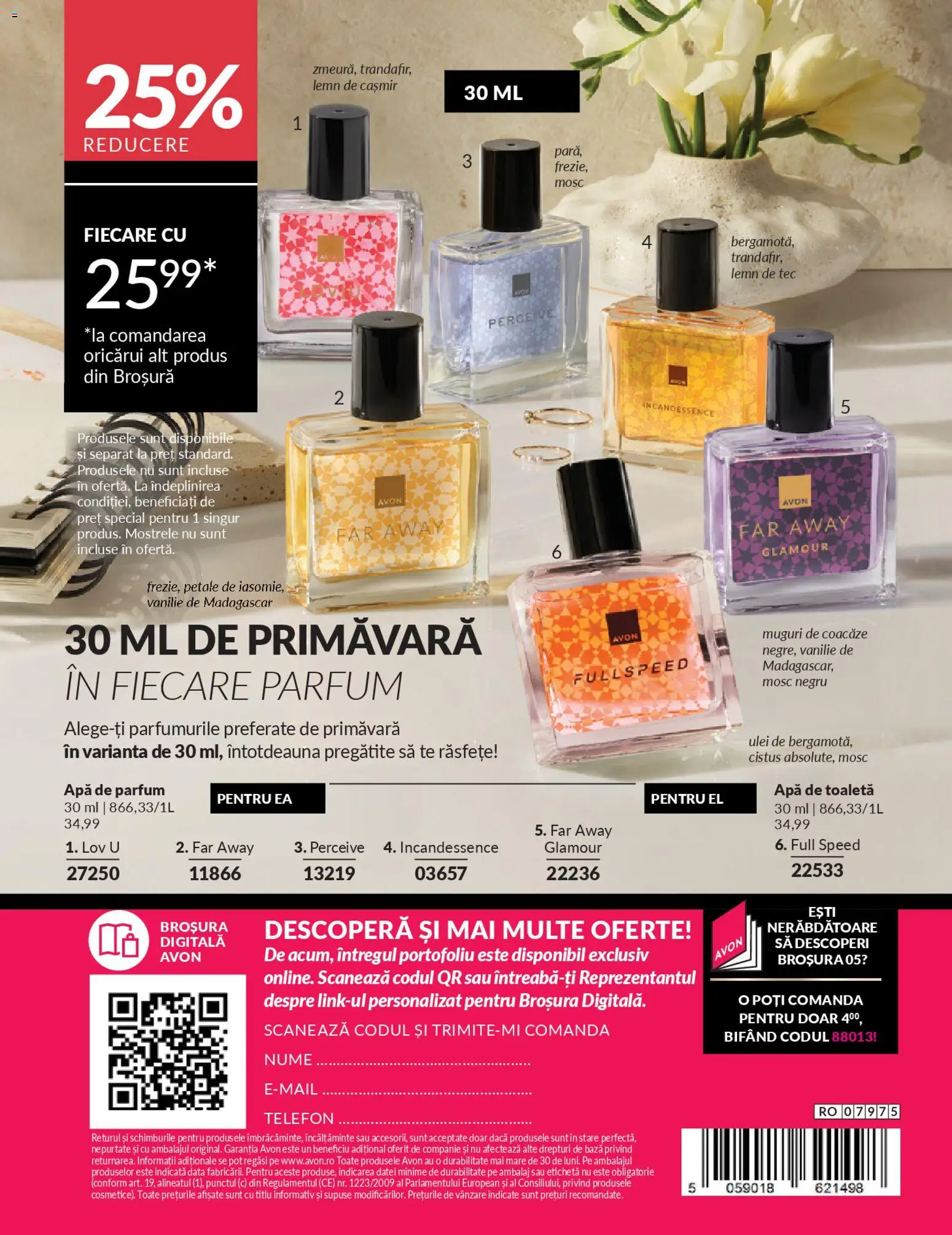 Noul catalog Avon – valabil de la 01.04.2026 | Pagină: 182 | Produse: Telefon, Apă de parfum, Apă de toaletă, Ulei