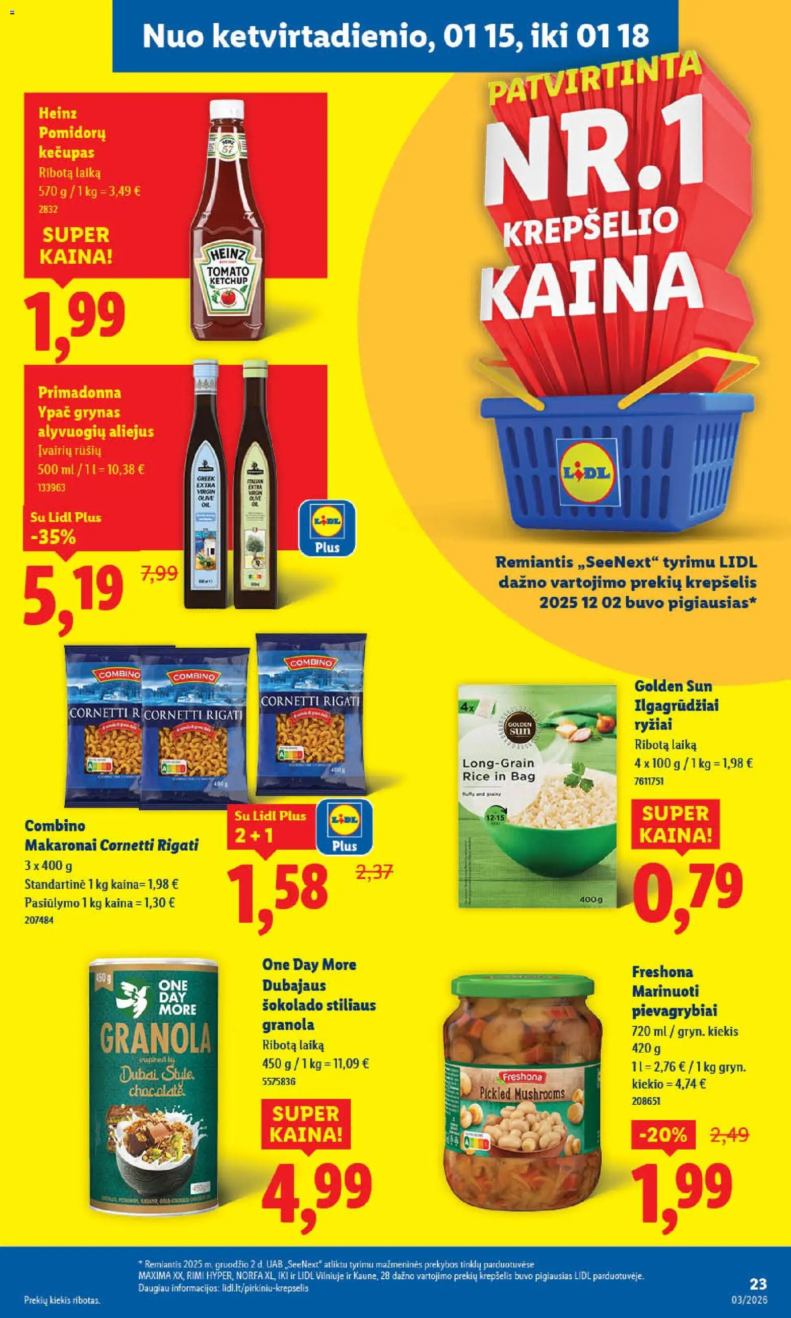 LIDL akcijos nuo 12.01.2026 | Puslapis: 25 | Prekių: Aliejus, Krepšelis, Ryžiai, Makaronai
