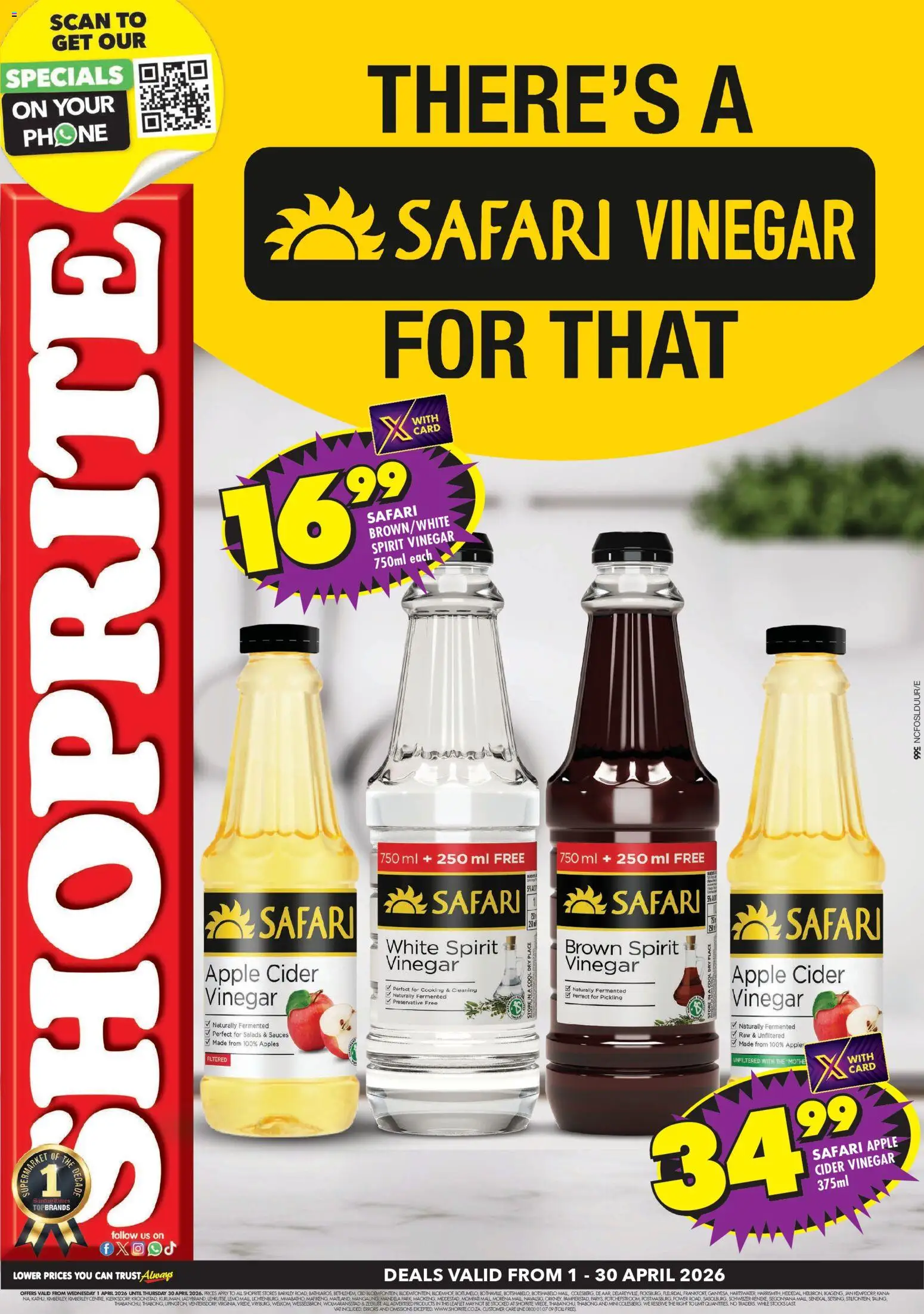 New Shoprite catalogue – valid from 01.04.2026 | Page: 1 | Products: Phone, Cider, Sauces, Apples