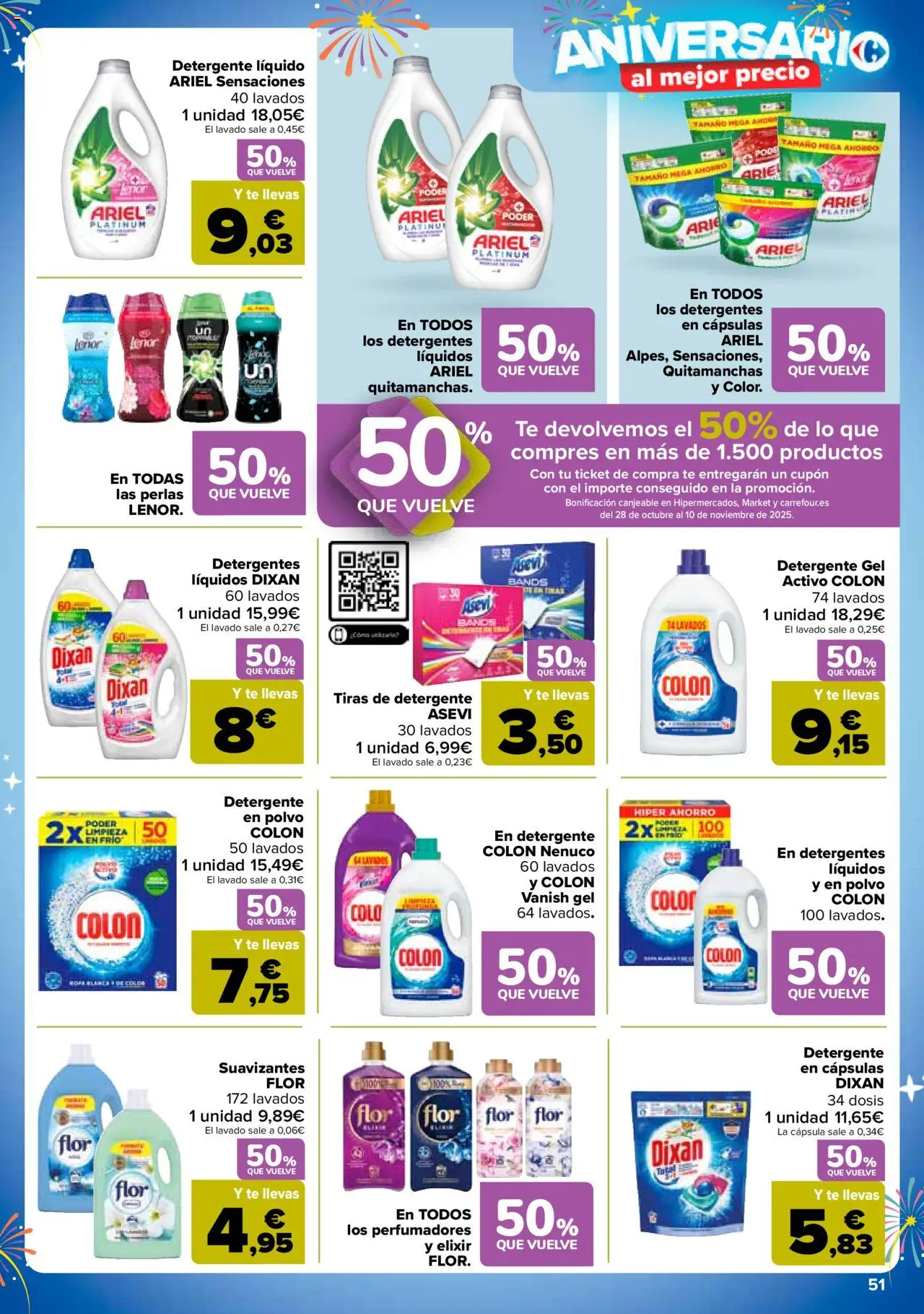 Carrefour folleto │ válido desde el 14.10.2025 | Página: 51 | Productos: Polvo, Quitamanchas, Detergente, Té