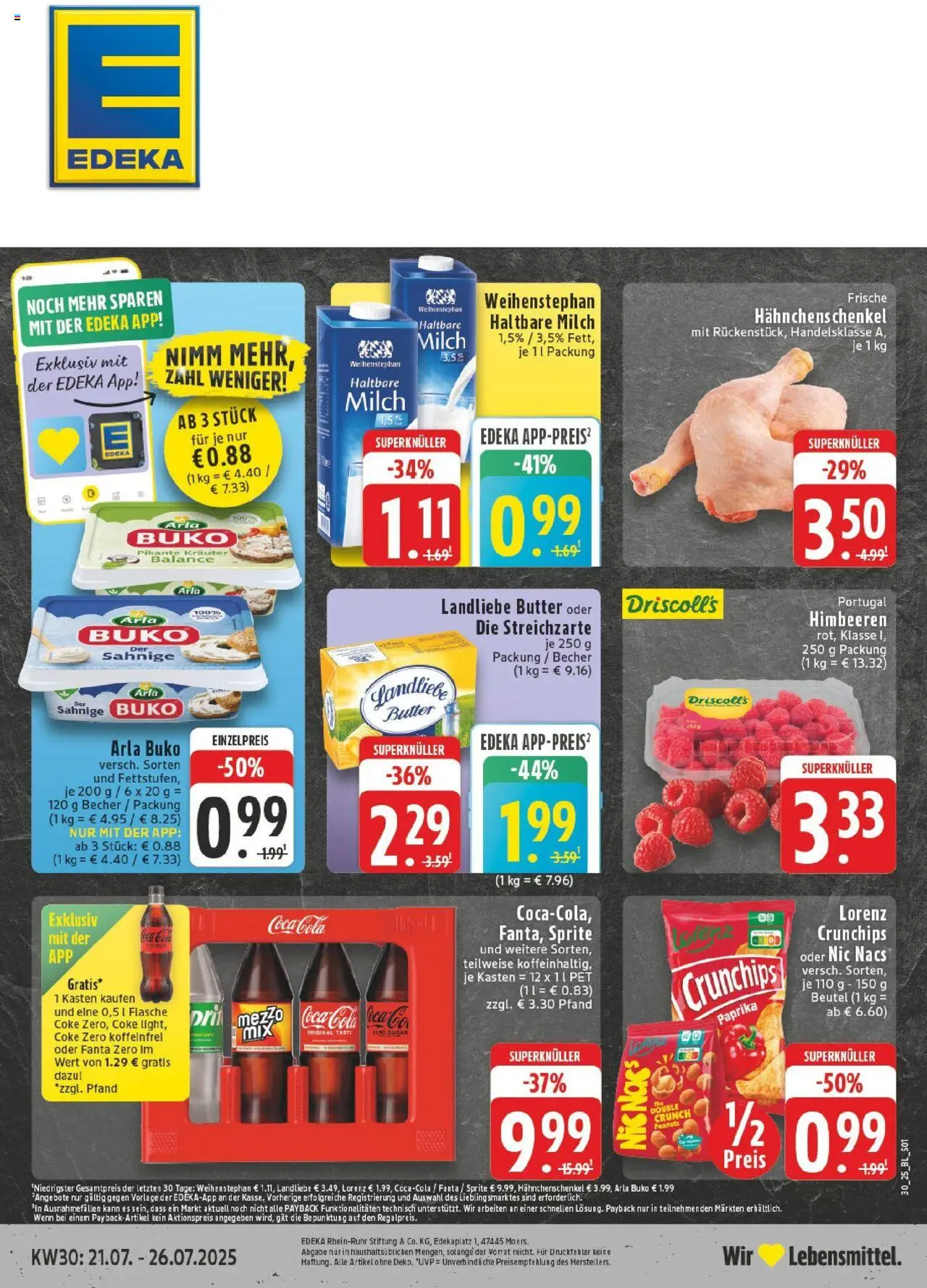 Edeka prospekt Bocholt	 - gültig ab dem 20.07.2025 | Seite: 1 | Produkte: Fanta, Landliebe butter, Arla buko, Lorenz crunchips