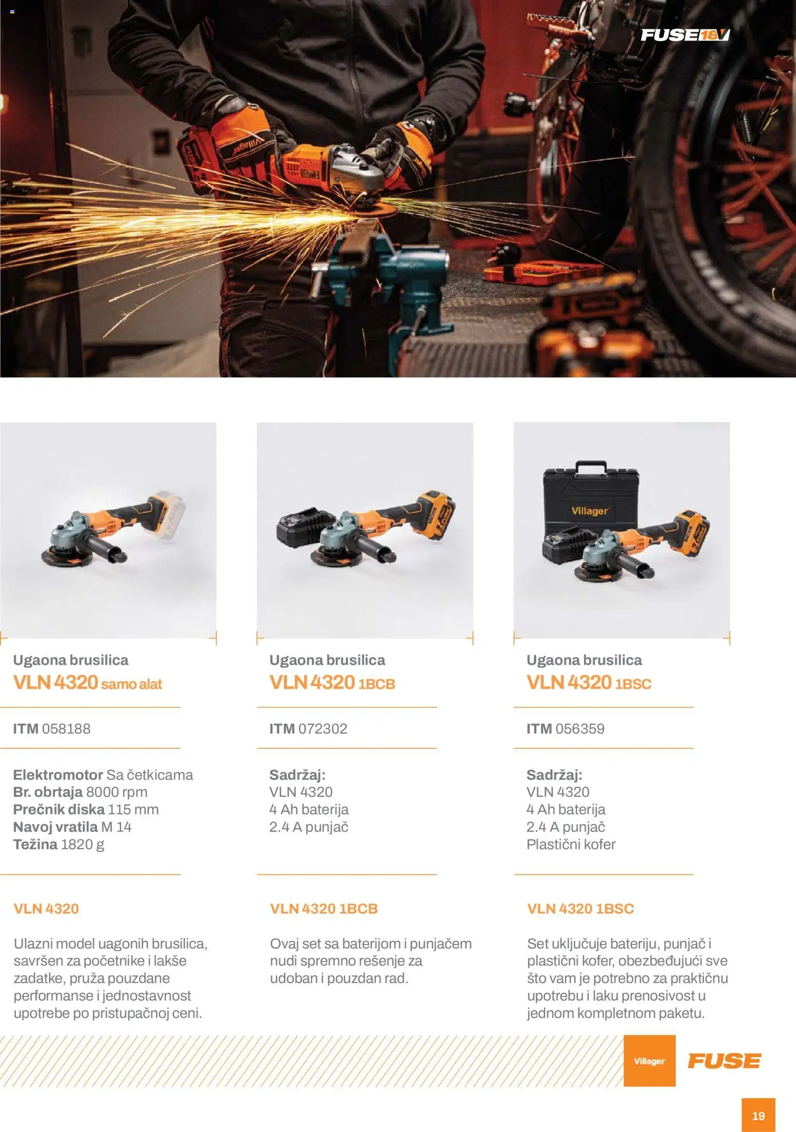 Villager katalog - važi od 24.02.2026 | Strana: 19 | Proizvode: Kofer, Sto, Baterija, Brusilica
