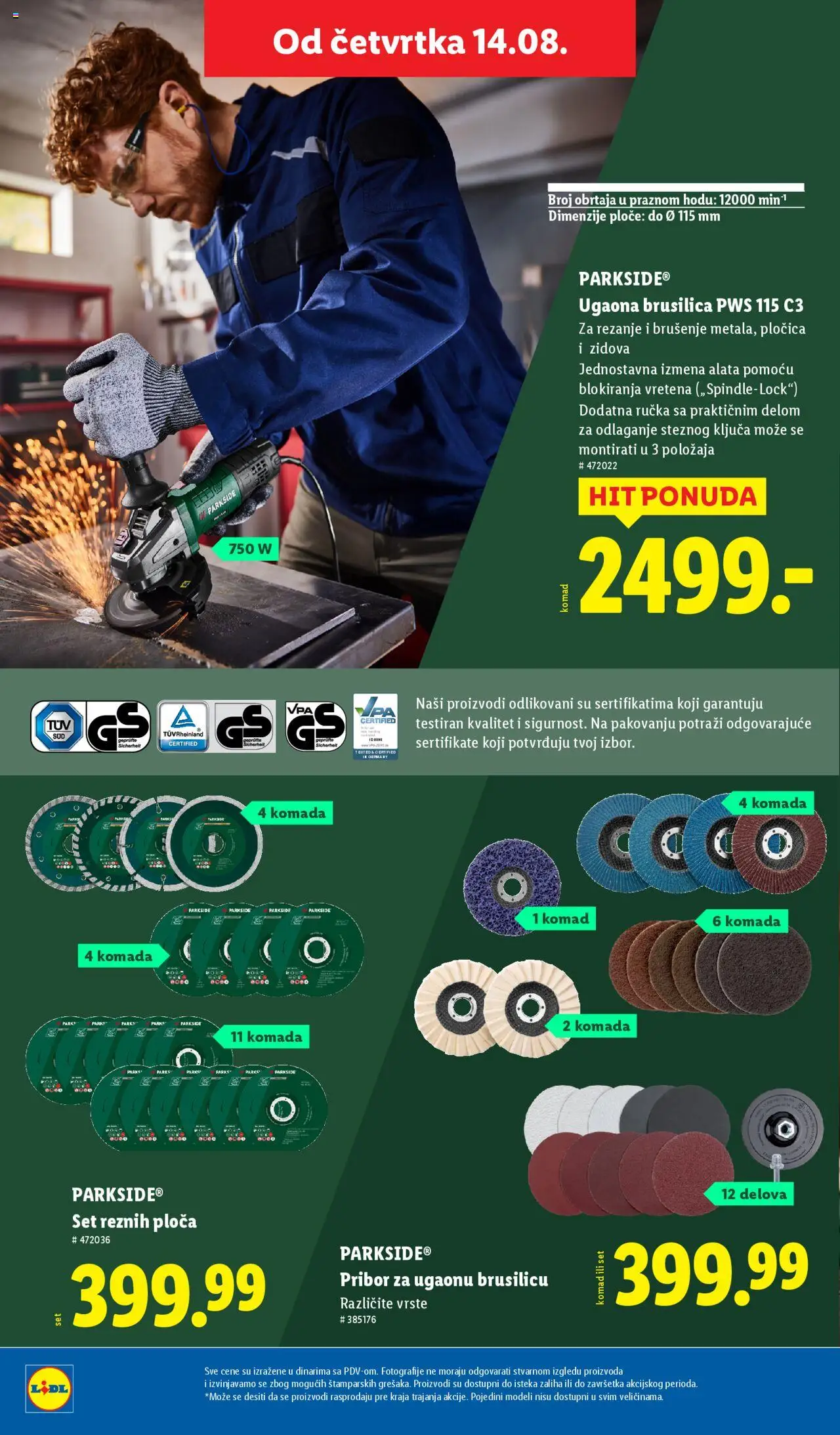 Lidl katalog - važi od 14.08.2025 | Strana: 10 | Proizvode: Parkside, Ugaona brusilica, Brusilica