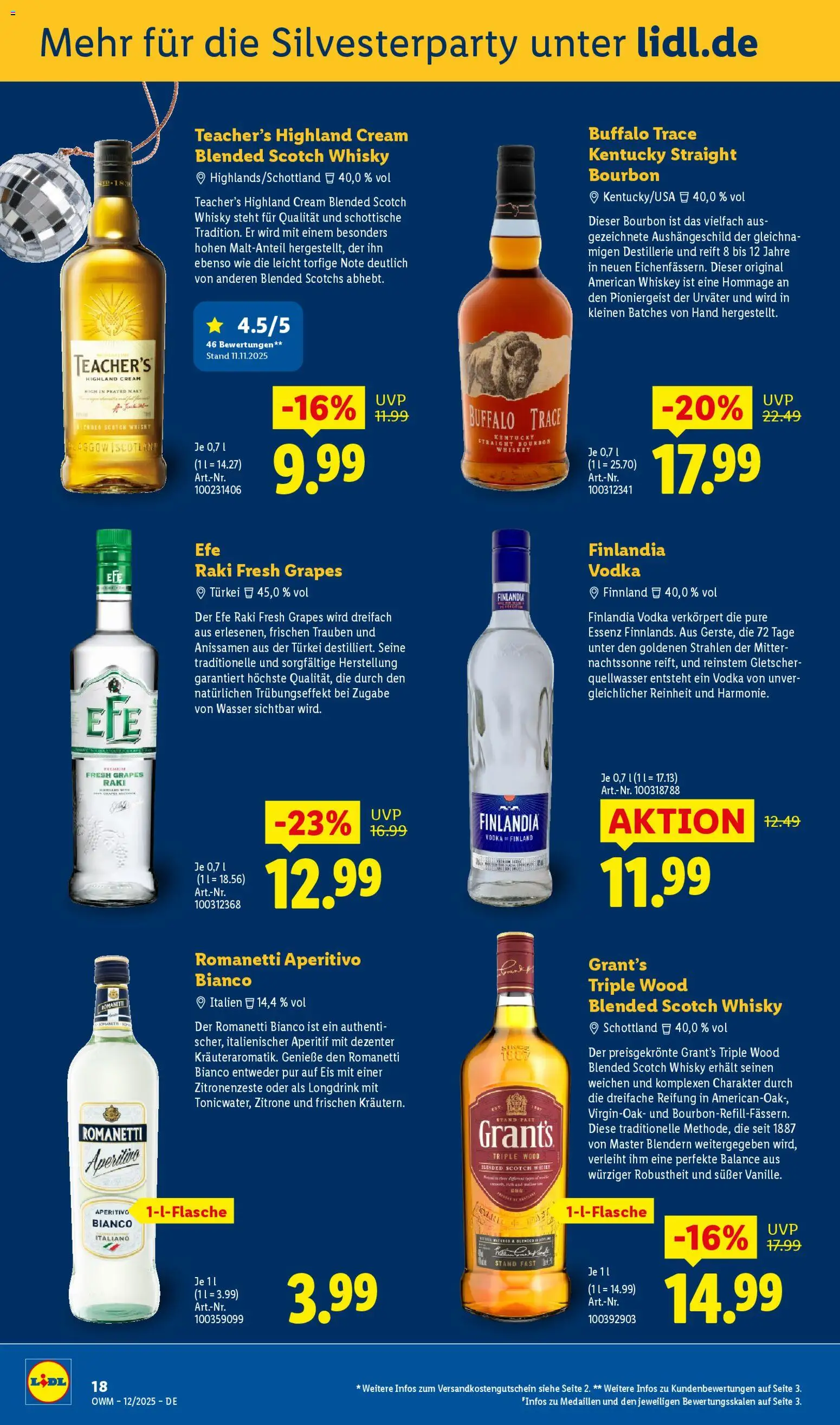Lidl - Prospekt – gültig ab 01.12.2025 | Seite: 18 | Produkte: Whisky, Trauben, Bourbon, Eis