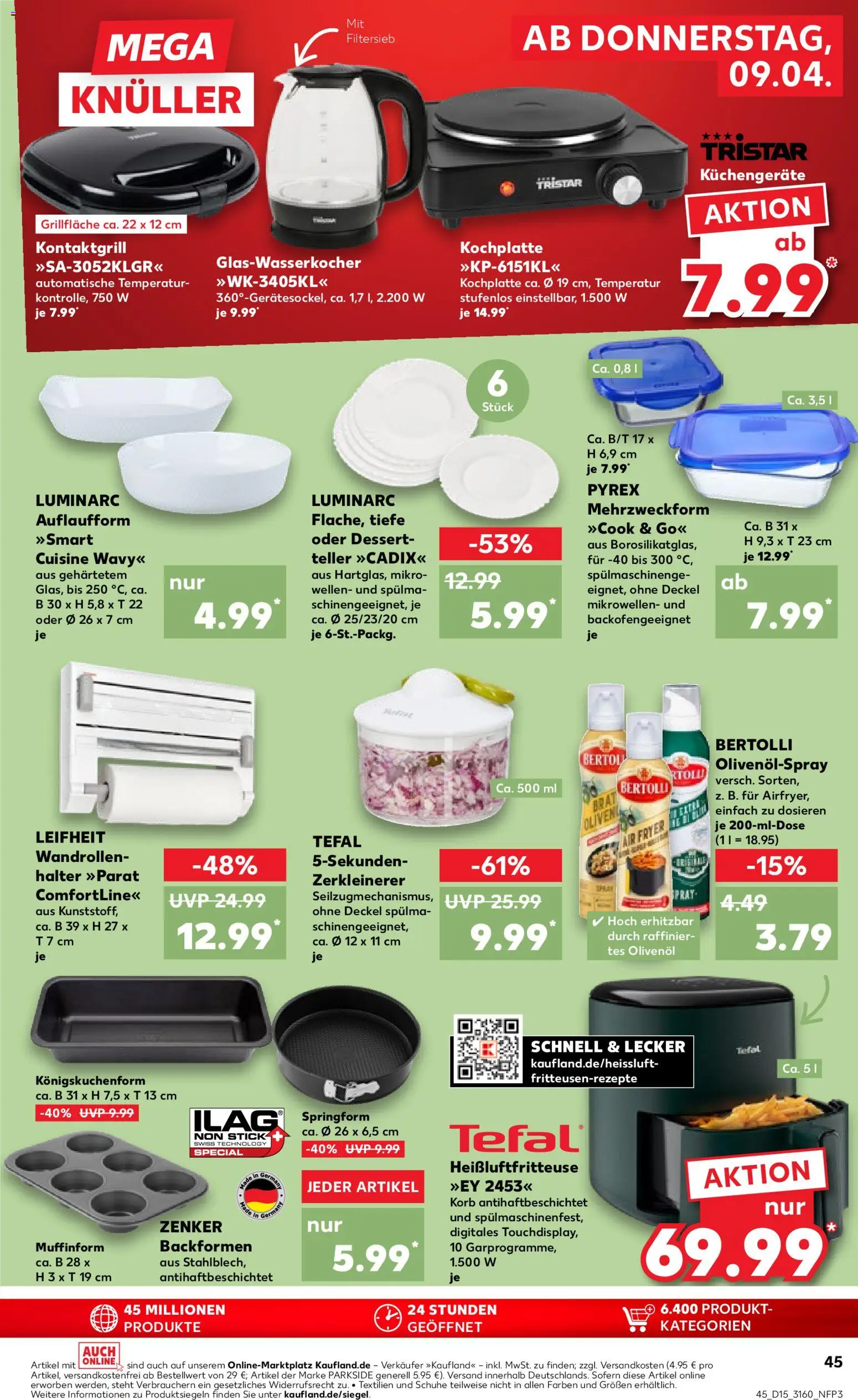 Kaufland Prospekt Berlin	 – gültig ab 09.04.2026 | Seite: 45 | Produkte: Grill, Olivenol, Kochplatte, Heißluftfritteuse