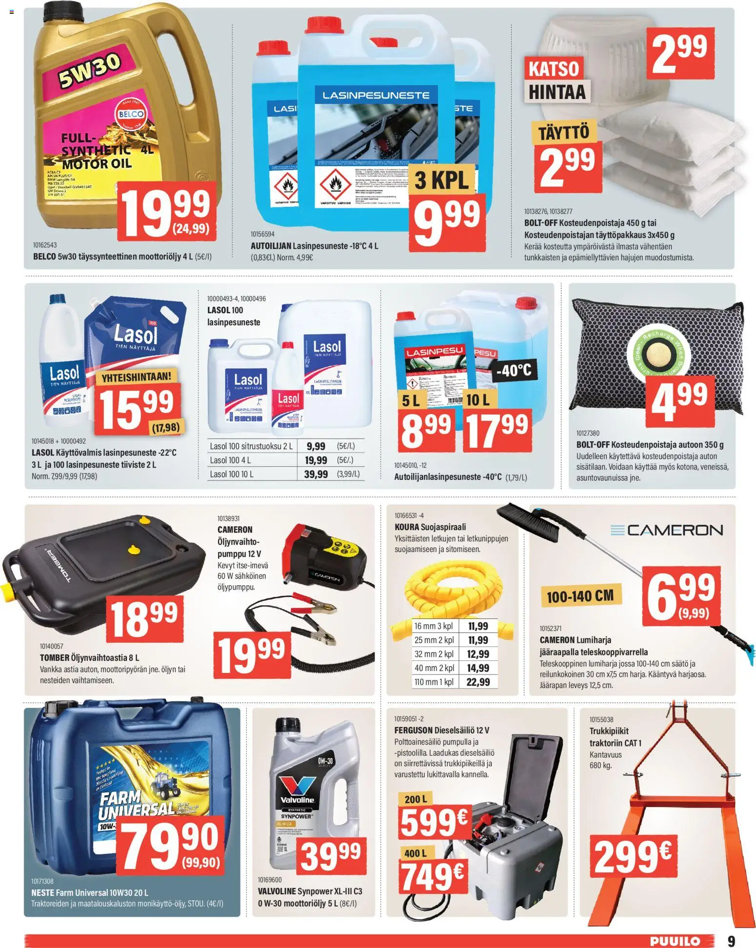 Puuilo tarjoukset – voimassa 26.01.2026 alkaen | Sivu: 9 | Tuotteet: Moottoriöljy, Lasinpesuneste, Pumppu