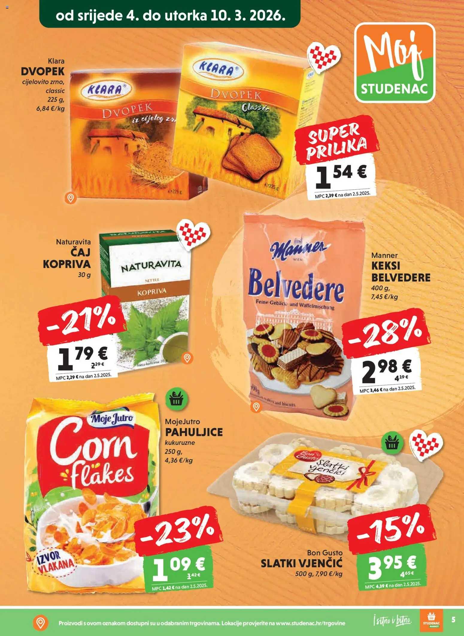 Studenac katalog | vrijedi od 04.03.2026 | Stranica: 5 | Proizvodi: Keksi, Dvopek, Pahuljice