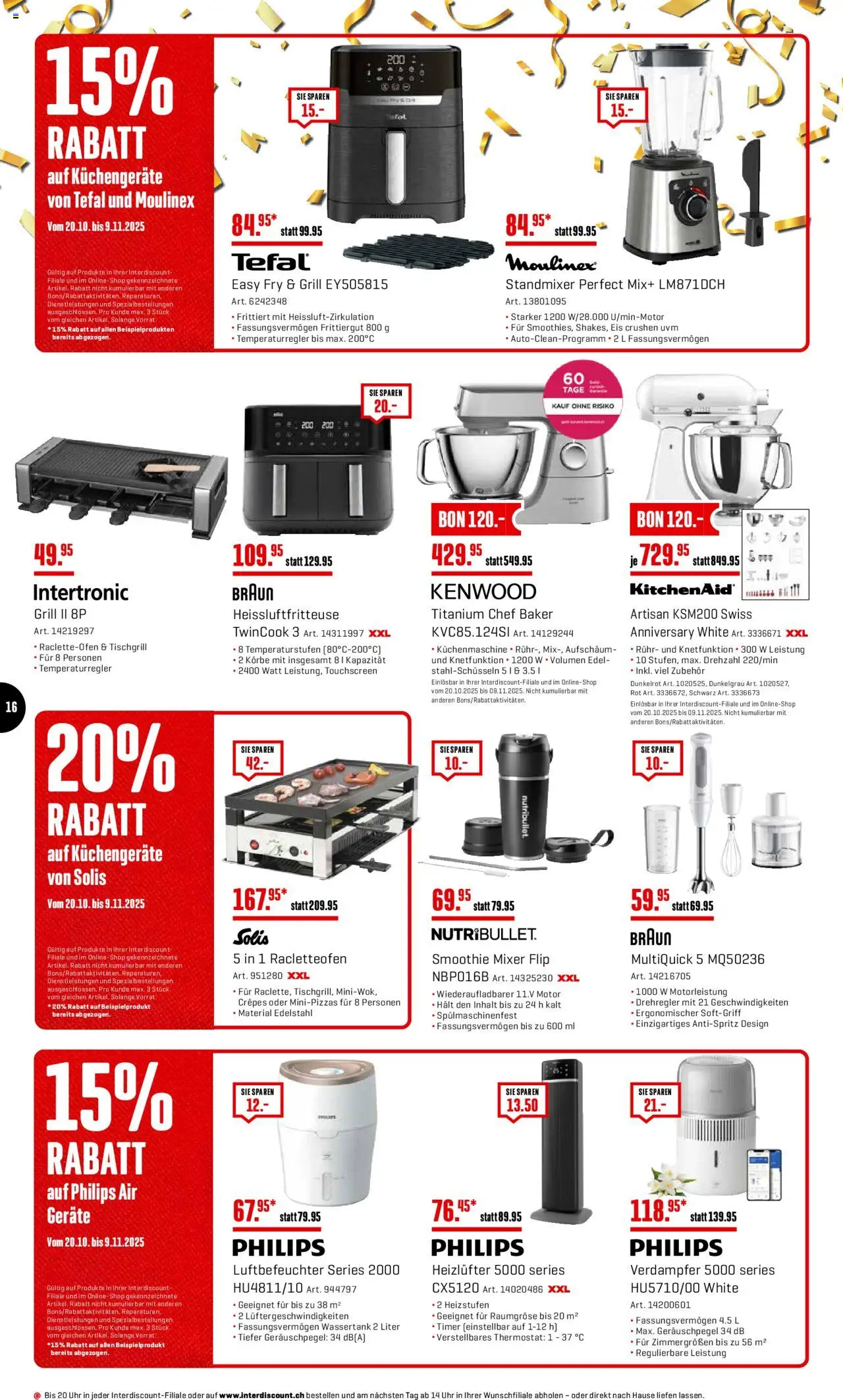 Interdiscount Aktionen – gültig ab 20.10.2025 | Seite: 16 | Produkte: Eis, Heißluftfritteuse, Mixer, Philips