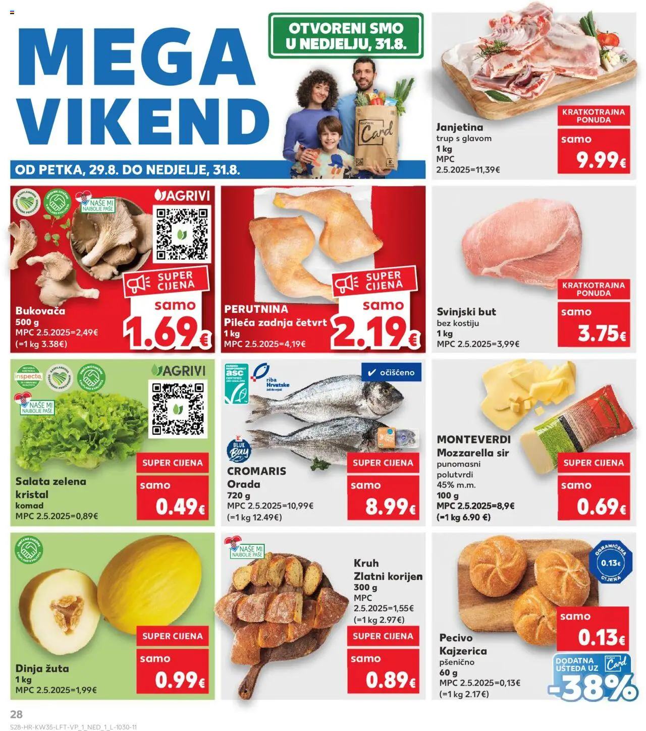Kaufland katalog | vrijedi od 27.08.2025 | Stranica: 28 | Proizvodi: Janjetina, Mozzarella, Sir, Pecivo