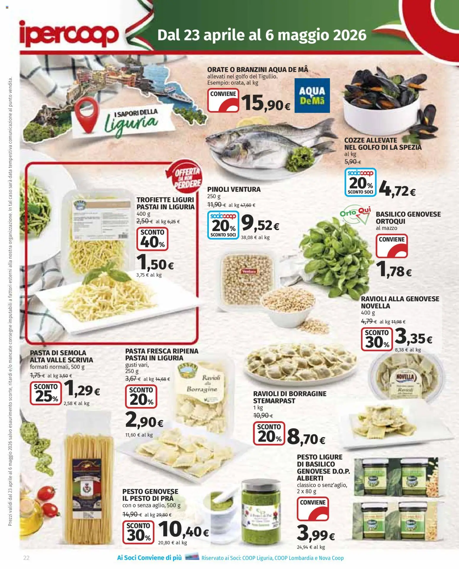 Volantino Ipercoop del 23.04.2026 | Pagina: 22 | Prodotti: Cozze, Data, Pesto, Ravioli