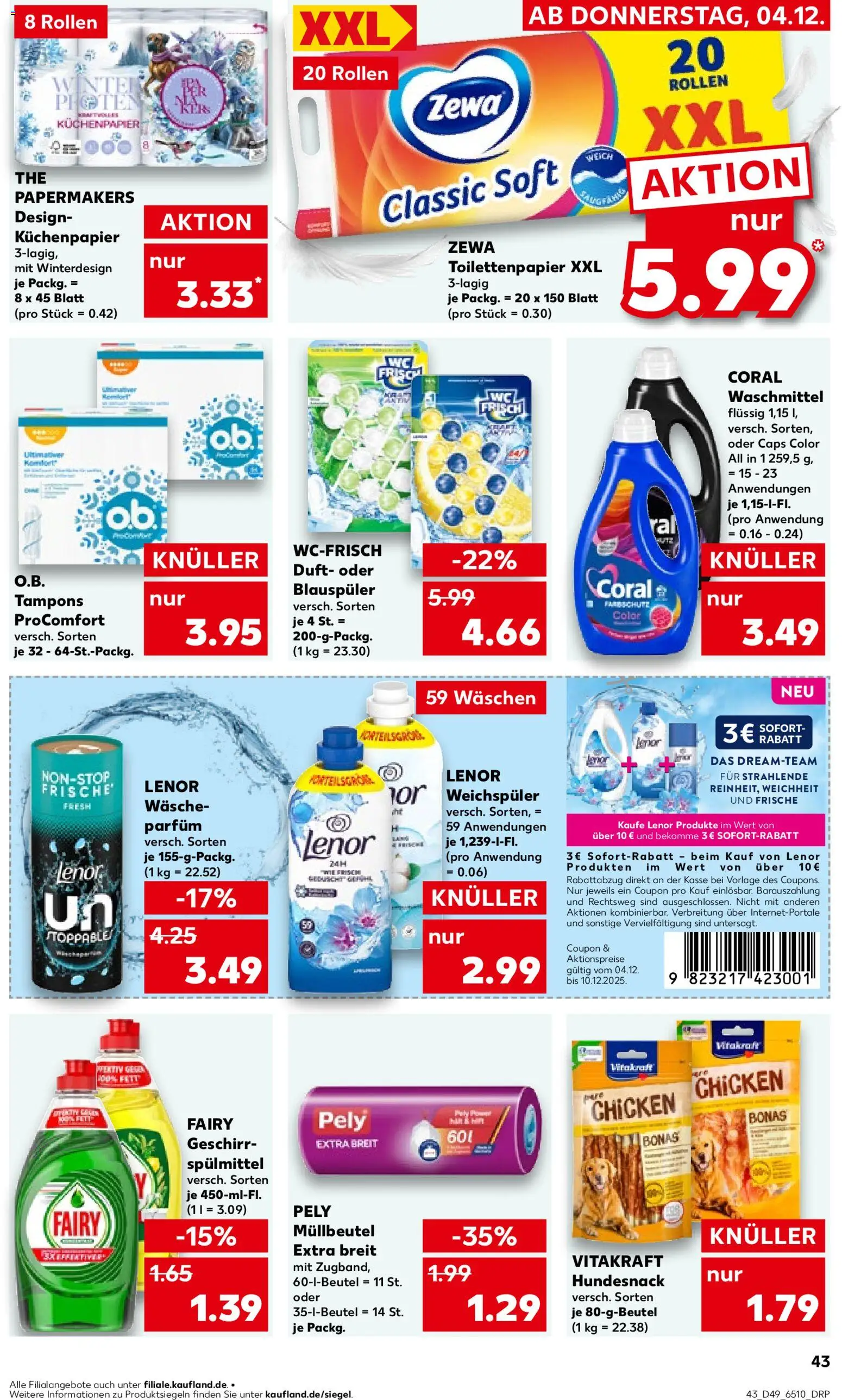 Kaufland prospekt Bremen	 – gültig ab 04.12.2025 | Seite: 43 | Produkte: Coral, Duft, Geschirrspülmittel, Toilettenpapier
