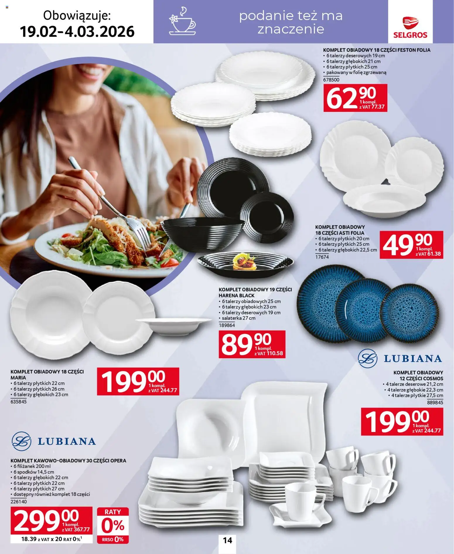 Selgros cash&carry - Katalog Home&Deco od 19.02.2026 | Strona: 14 | Produkty: Talerze
