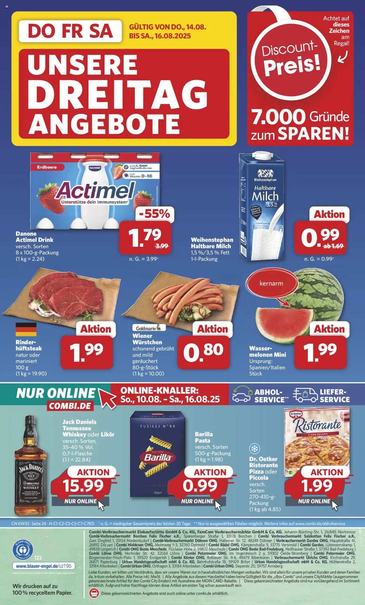 Combi Prospekt 	 - gültig ab dem 11.08.2025 | Seite: 30 | Produkte: Jack Daniel's, Wasser, Pizza, Whiskey