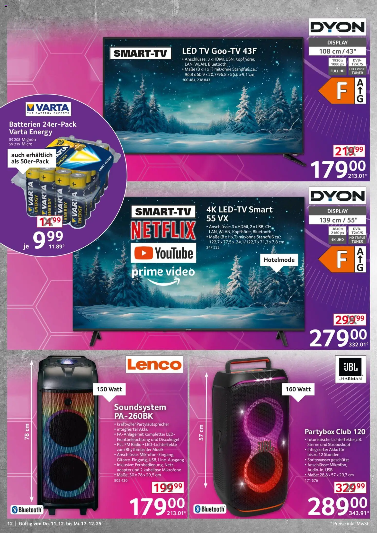 Selgros  Non Food – gültig ab 11.12.2025 | Seite: 12 | Produkte: USB, Batterien, Energy, Soundsystem