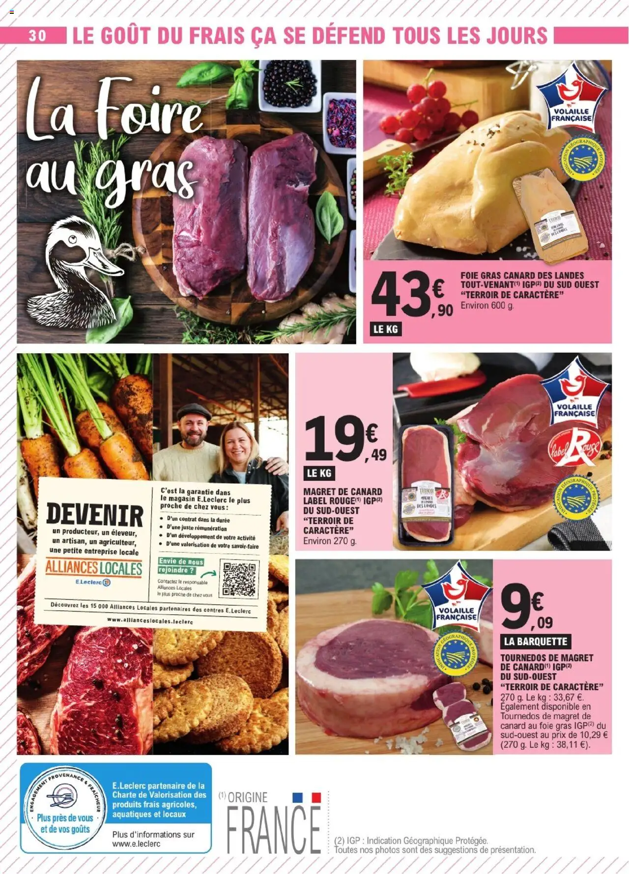 {H1} | Page: 30 | Produits: Magret de canard, Foie Gras de Canard, Volaille, Tournedos
