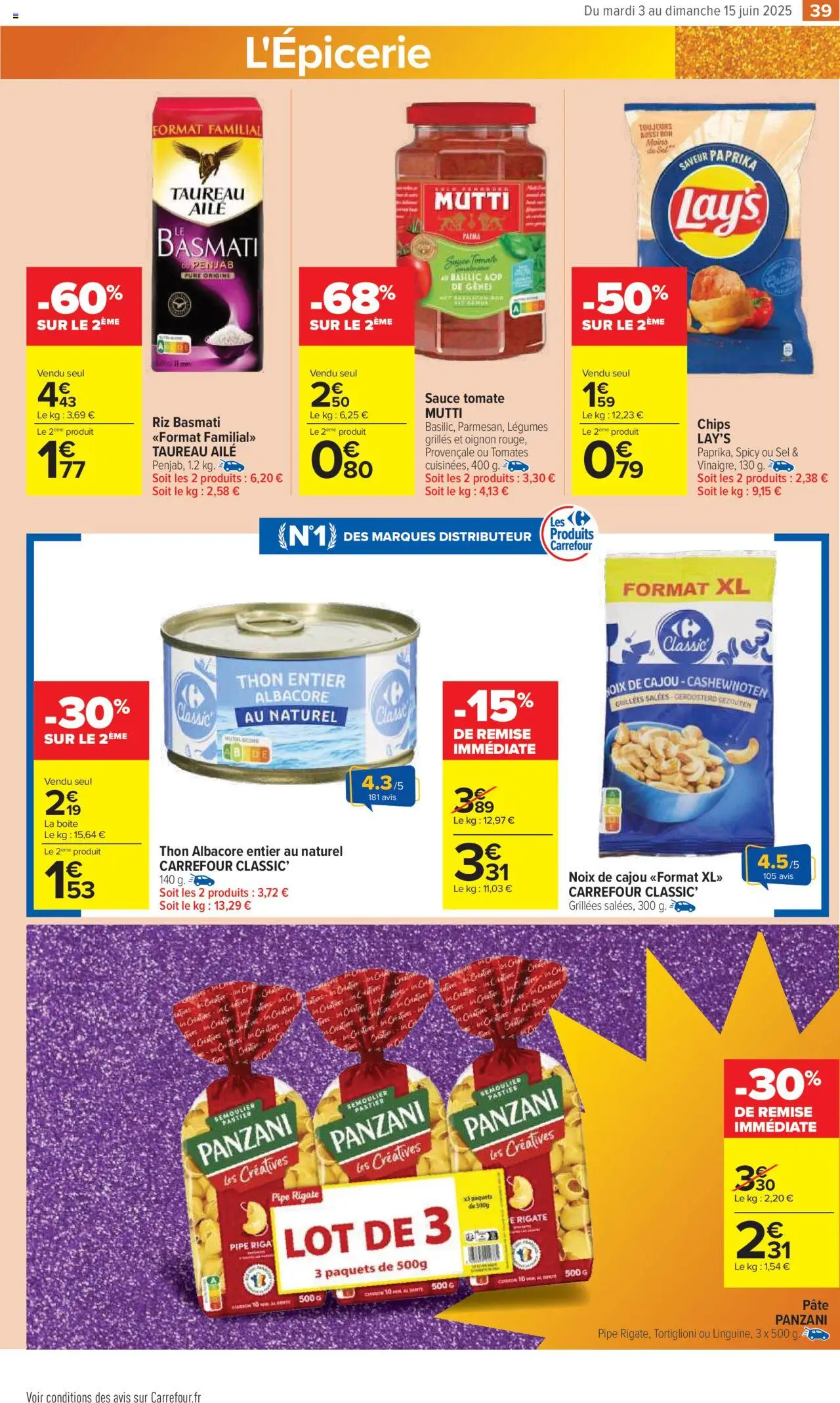  | Page: 41 | Produits: Noix de cajou, Sauce tomate Mutti, Riz basmati, Thon