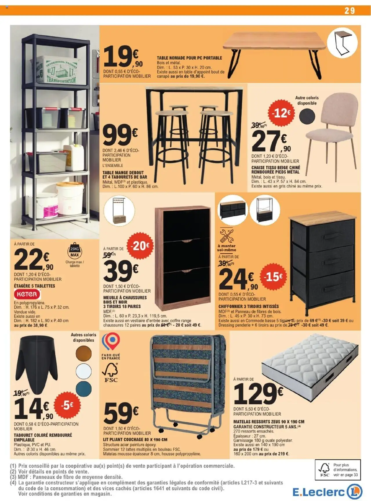  | Page: 29 | Produits: PC portable, Sommier, Canapé, Table
