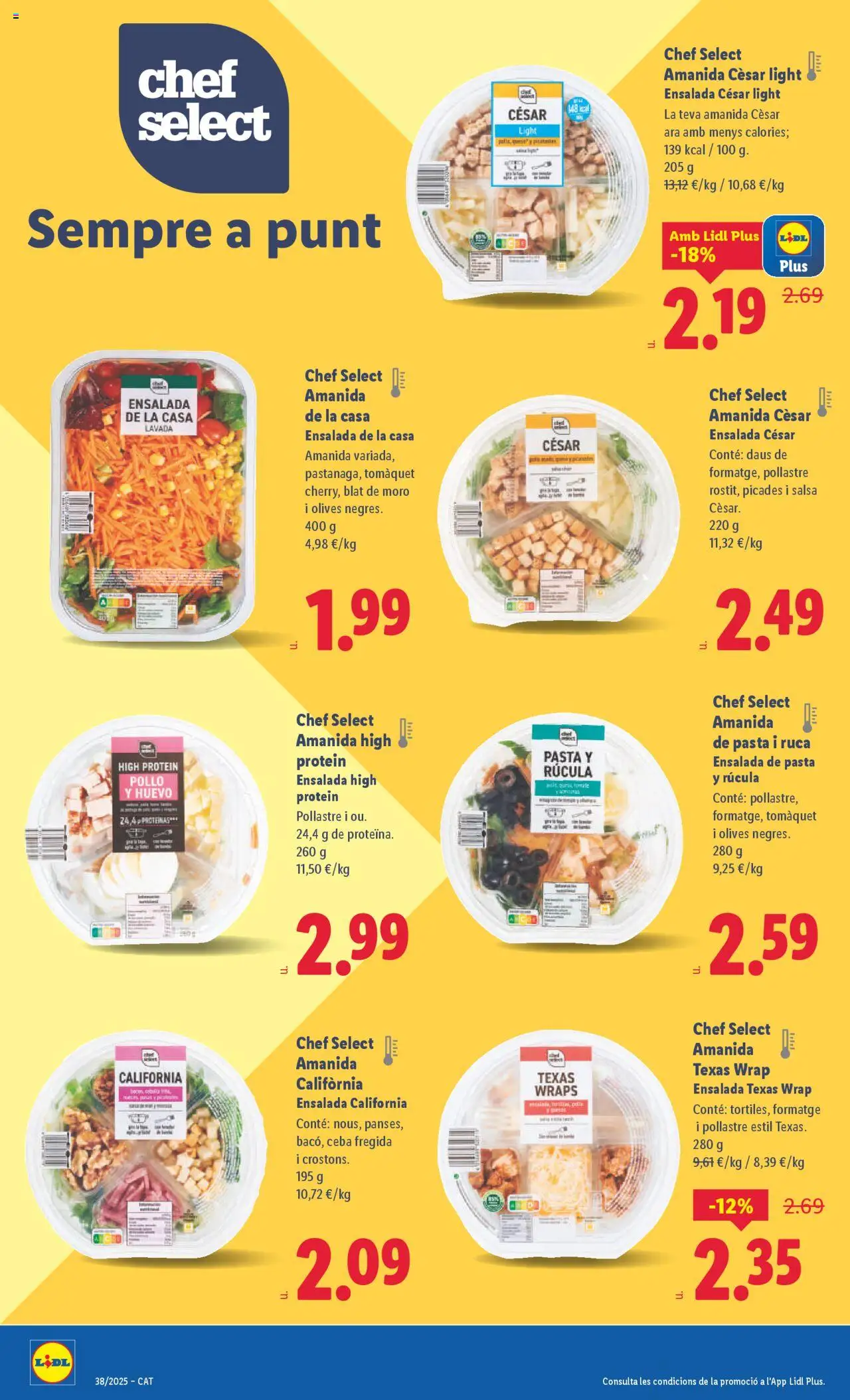 Lidl folleto │ válido desde el 15.09.2025 | Página: 4 | Productos: Queso, Pasta, Ensalada