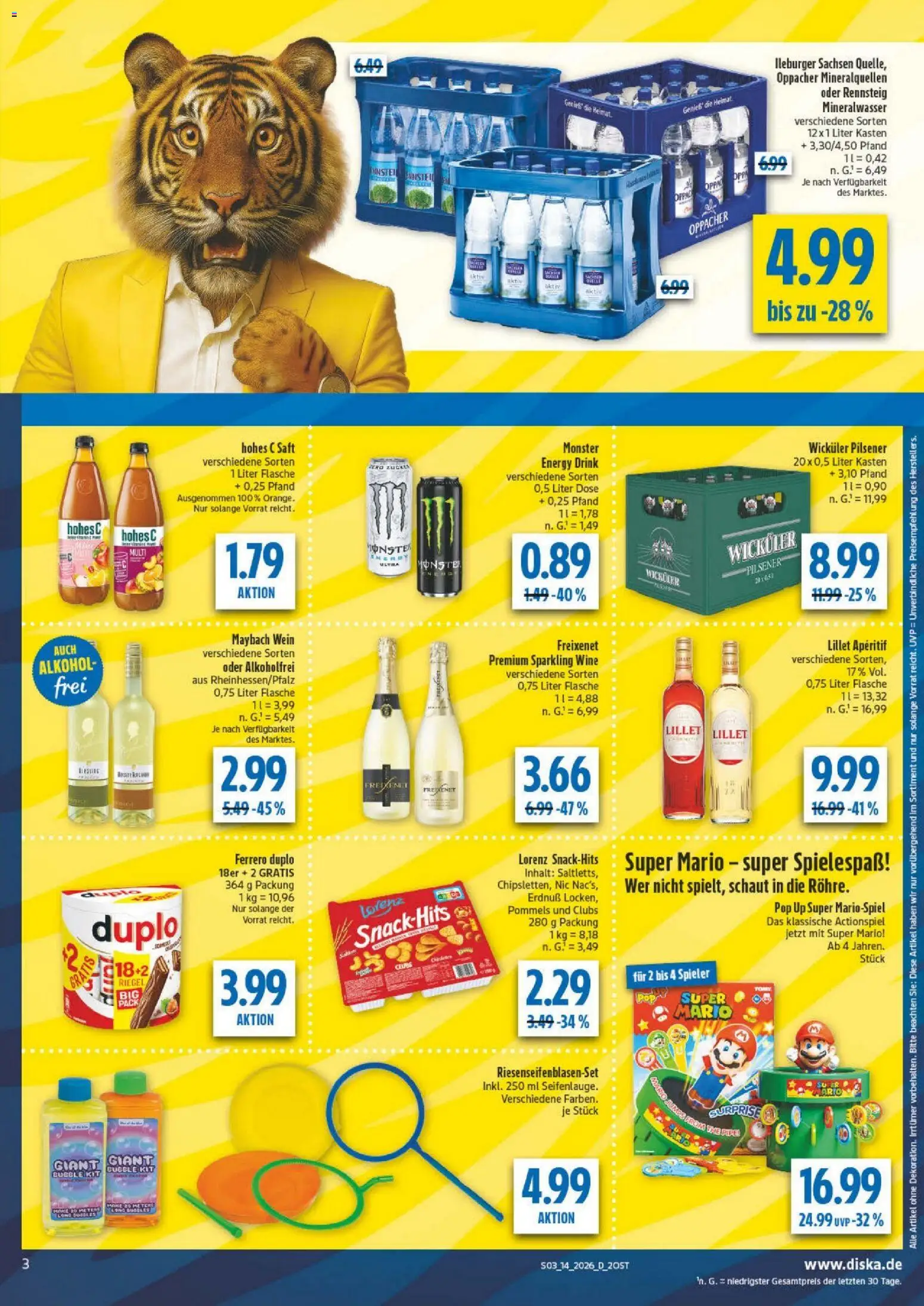 Diska - Diska Angebote Sachsen-Thüringen KW14 – gültig ab 30.03.2026 | Seite: 3 | Produkte: Freixenet, Monster, Saft, Wein