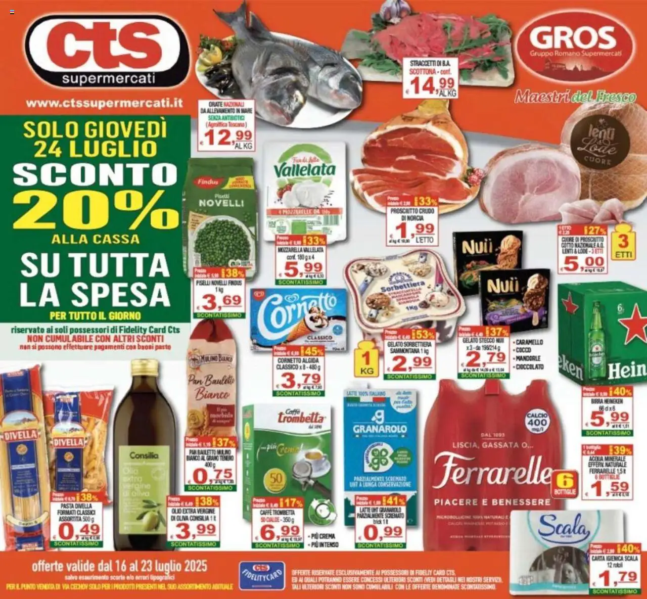 Volantino CTS del 16.07.2025 | Pagina: 1 | Prodotti: Cioccolato, Acqua, Latte, Pasta