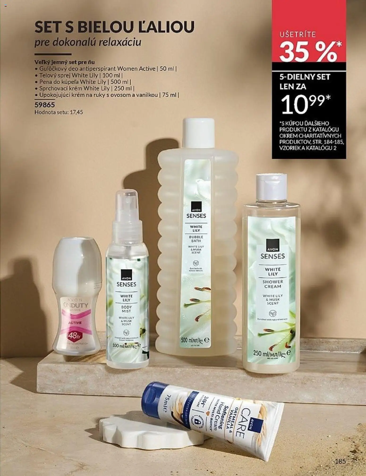 Nové Avon akcie – leták je platný od 01.01.2026 | Strana: 185 | Produkty: Krém na ruky, Pena do kúpeľa, Antiperspirant, Krém