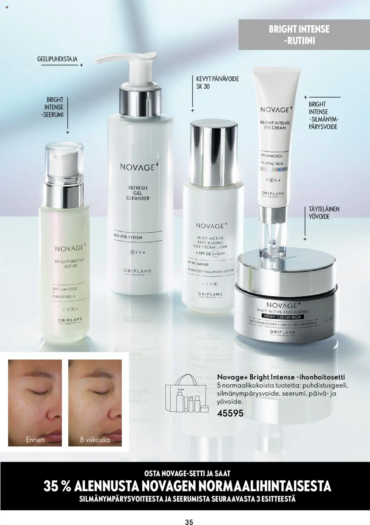 Oriflame Novage+ – voimassa 25.01.2024 alkaen | Sivu: 35 | Tuotteet: Yövoide, Seerumi