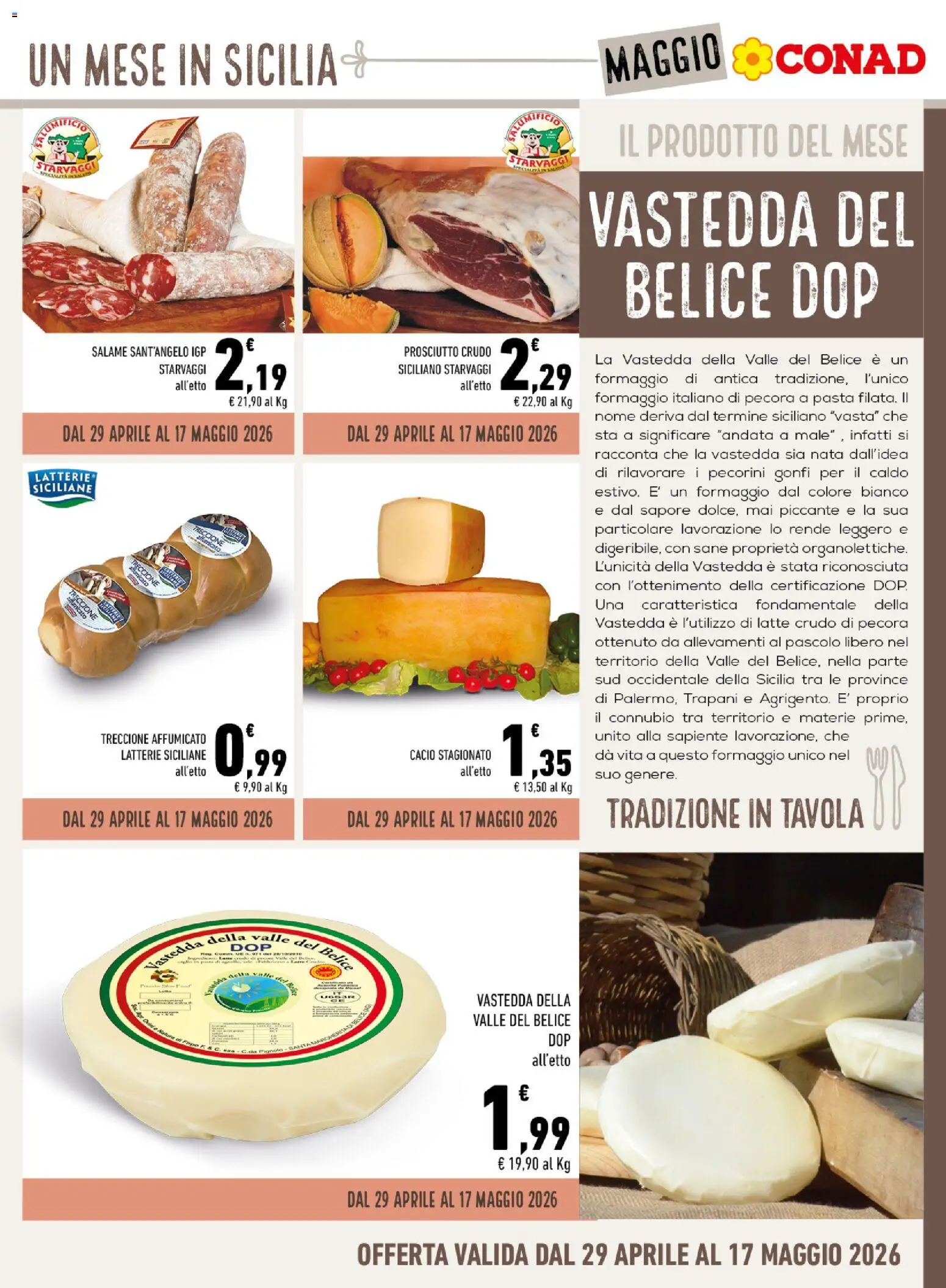 Volantino Conad del 29.04.2026 | Pagina: 3 | Prodotti: Prosciutto Crudo, Salame, Latte, Prosciutto