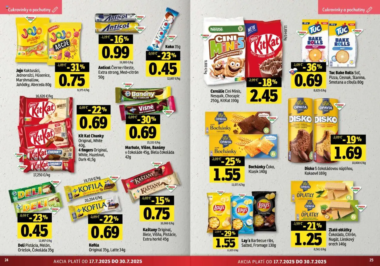 Fresh stredné a západné Slovensko │ platný od 17.07.2025 | Strana: 13 | Produkty: Banány, Čokoláda, Cereálie, Višne